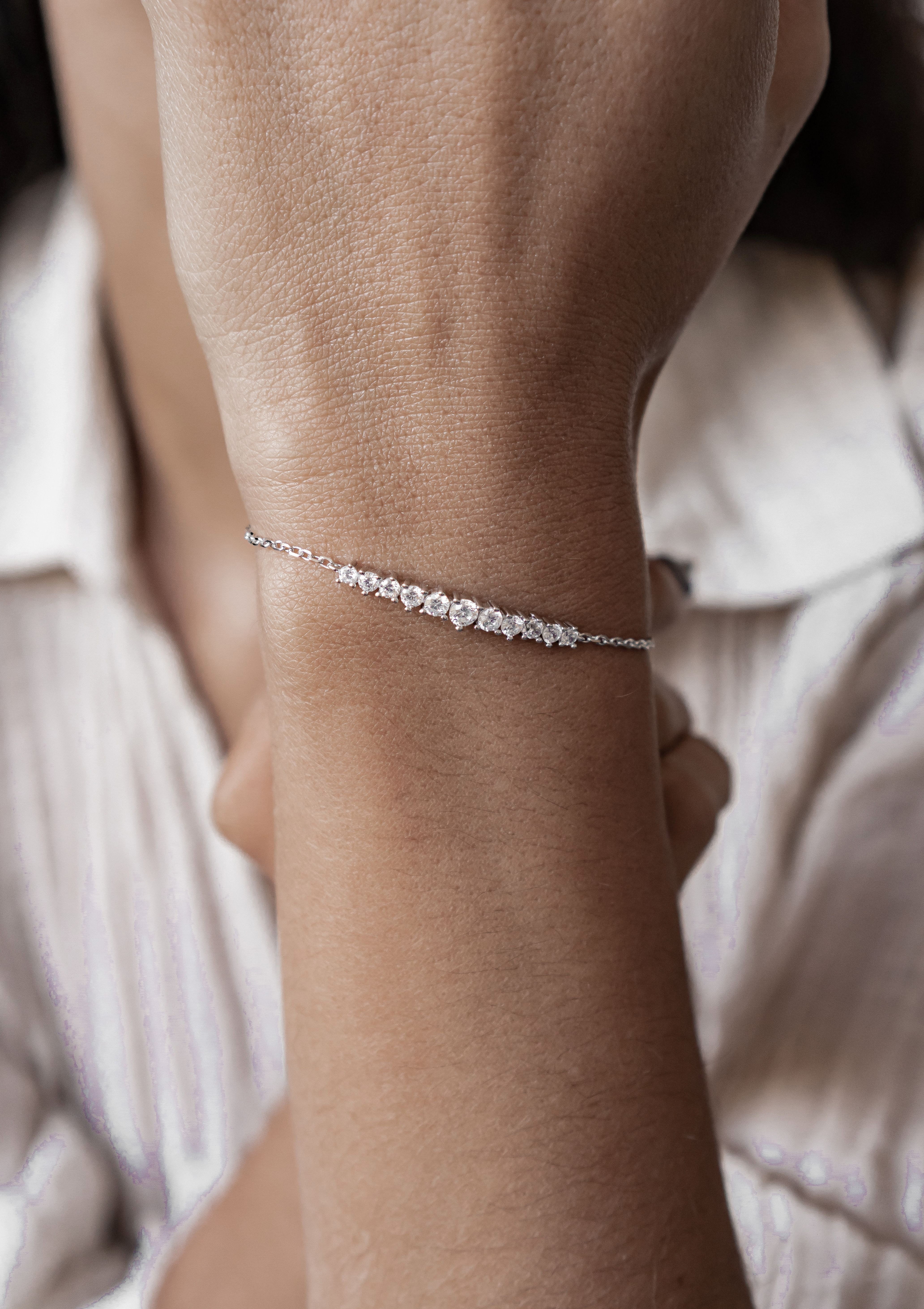 Hey Happiness Tennisarmband Kristalle Herz/ Kreis, zur Auswahl, 925er Silber Damen Armkette Zirkonia, Brautschmuck