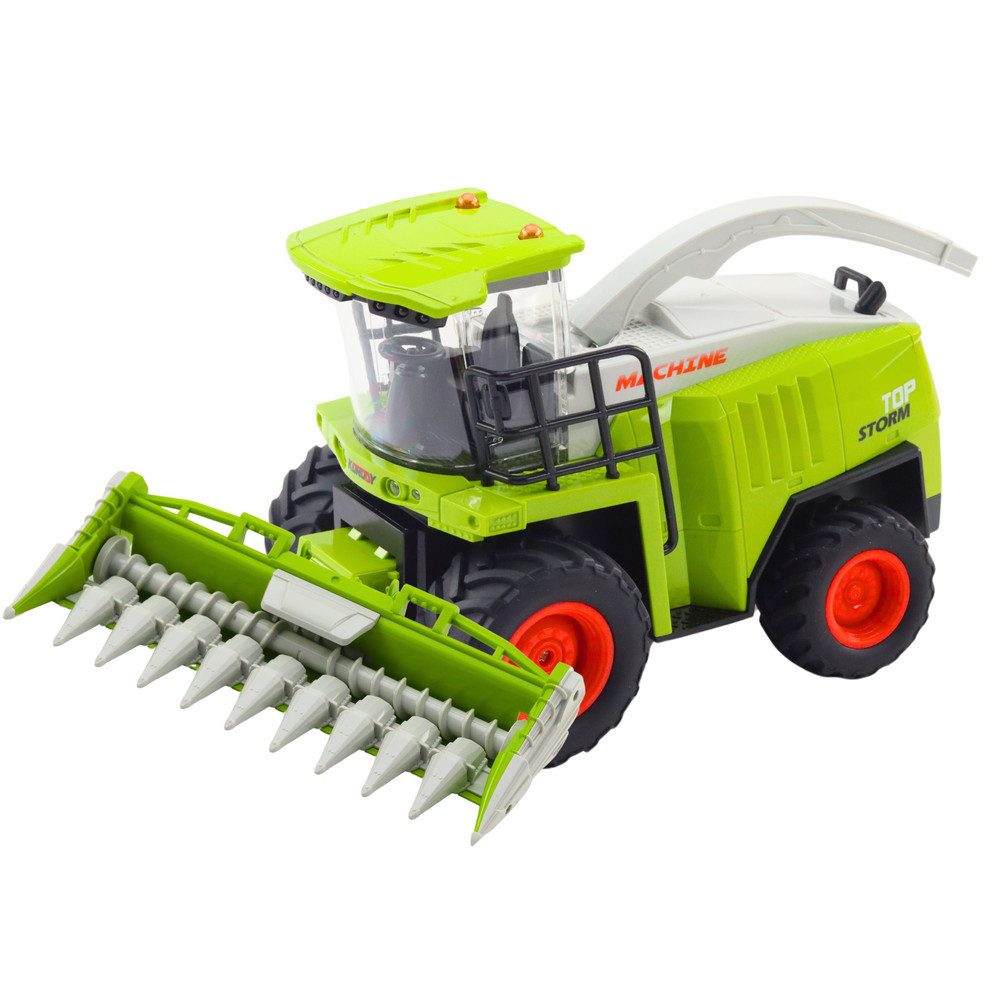 LEAN TOYS Spielzeug-Mähdrescher Erntefahrzeug Landmaschine Funkmodell, (Spar-Set, 1-tlg., 36 x 21 x 23 cm lenkbar), 2,4 GHz Funk, Licht & Sound, Maisvorsatz