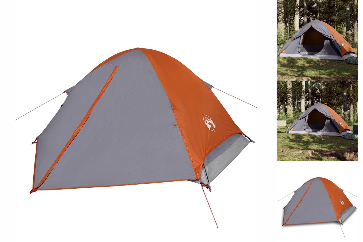 vidaXL Kuppelzelt Kuppel-Campingzelt 4 Personen Grau und Orange Wasserdicht Camping Zelt