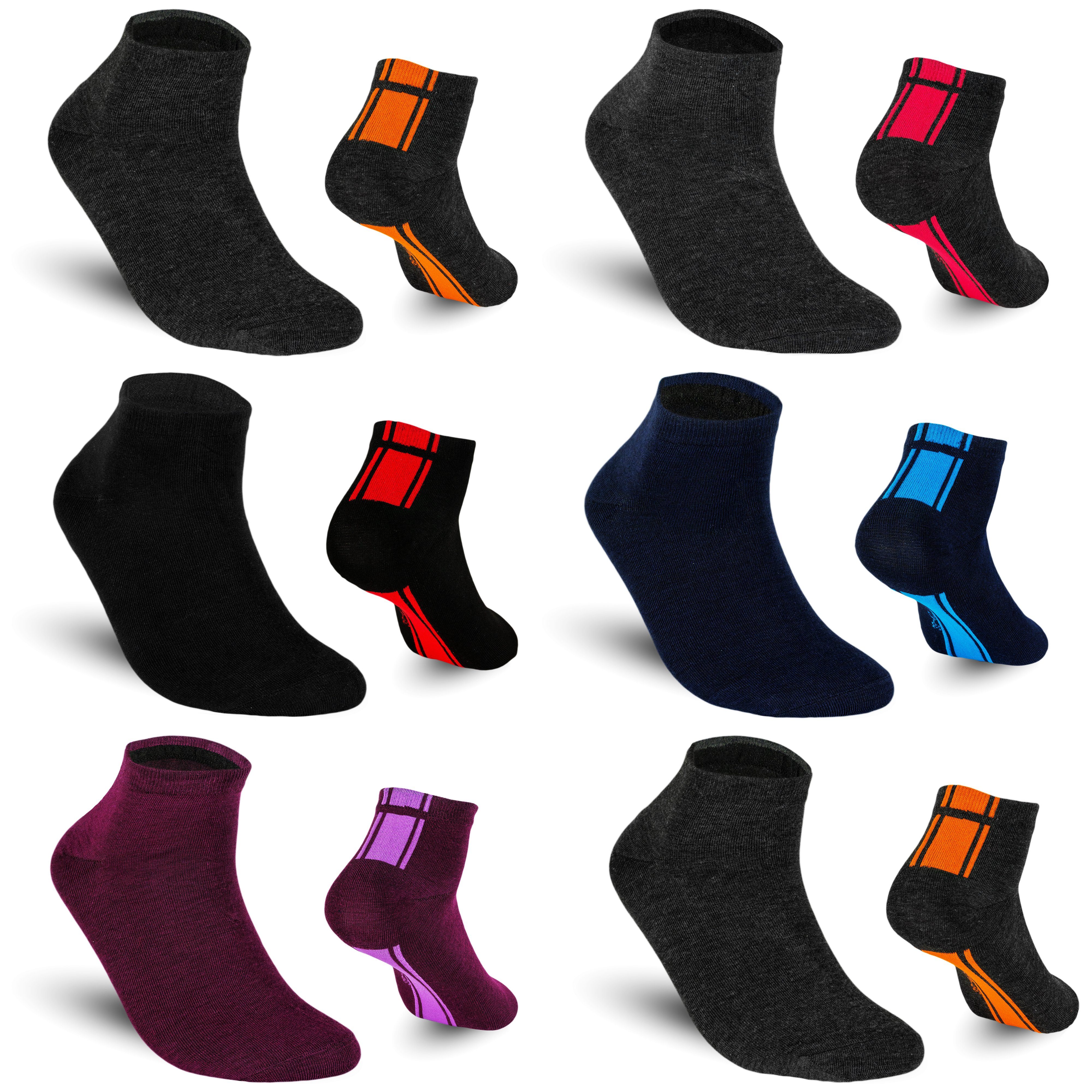 TEXEMP Sneakersocken 6 bis 18 Paar Sneaker Socken Herren & Damen Mehrfarbig Baumwolle (Packung, 6-Paar) Langlebig & Robust Mix2