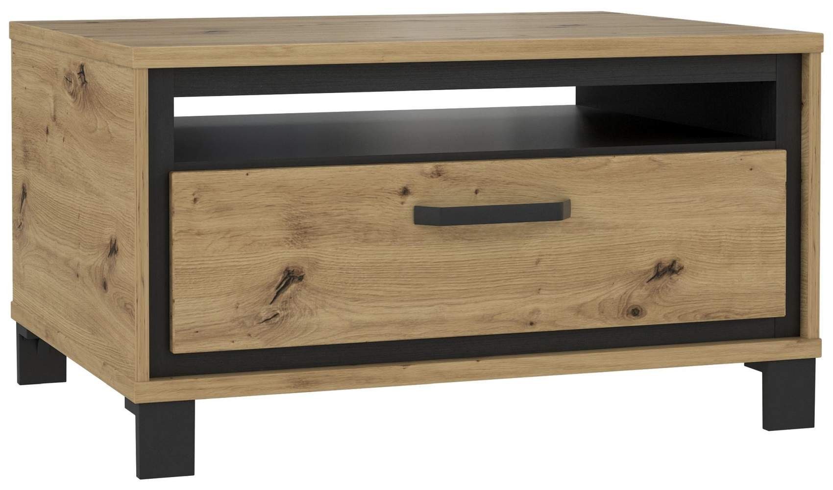 FORTE Couchtisch Couchtisch TRONDHEIM mit Schublade Artisan Eiche / Schwarzeiche Optik