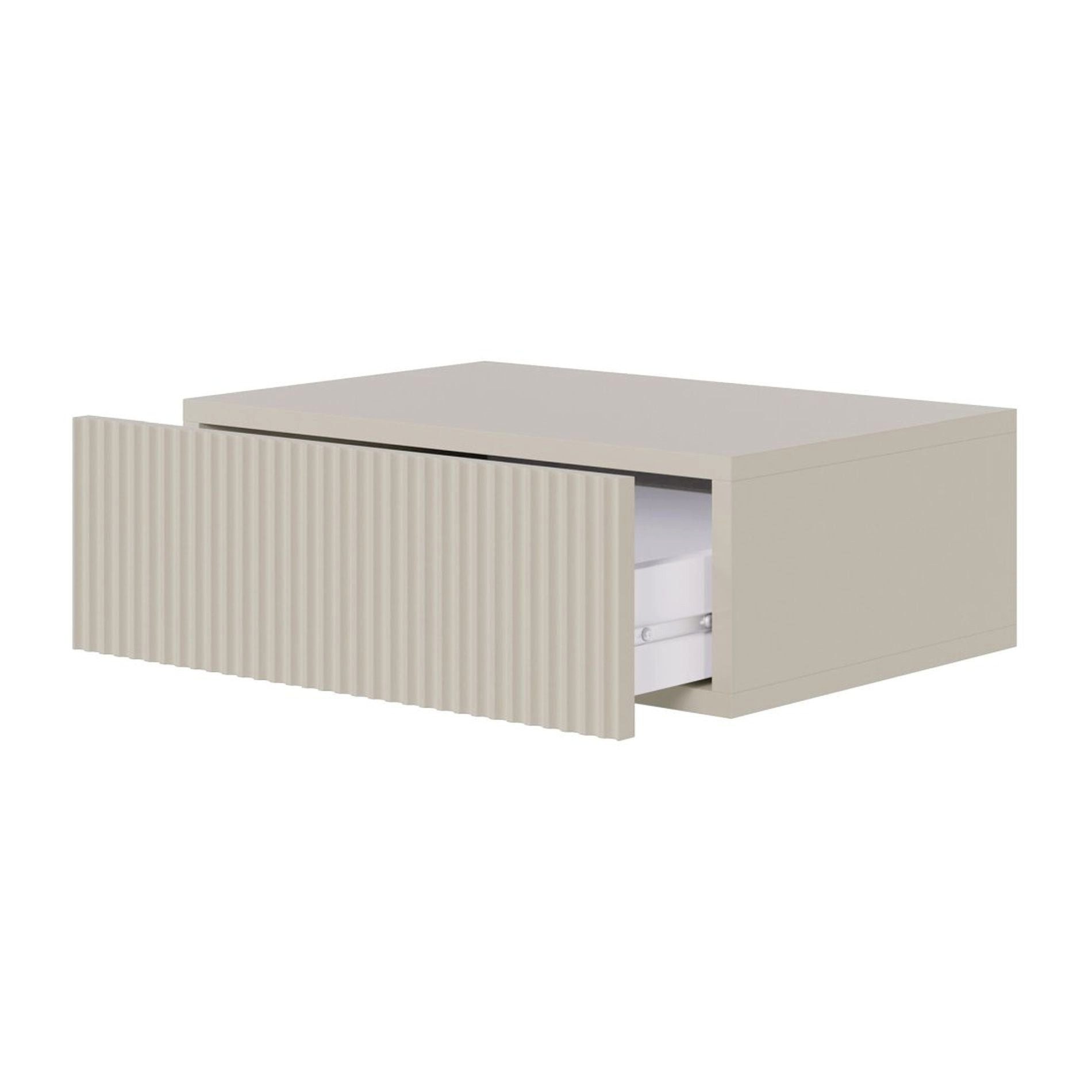 Selsey Nachttisch VARIMIS, mit Schublade und geriffelter Front, 50 cm, Greige