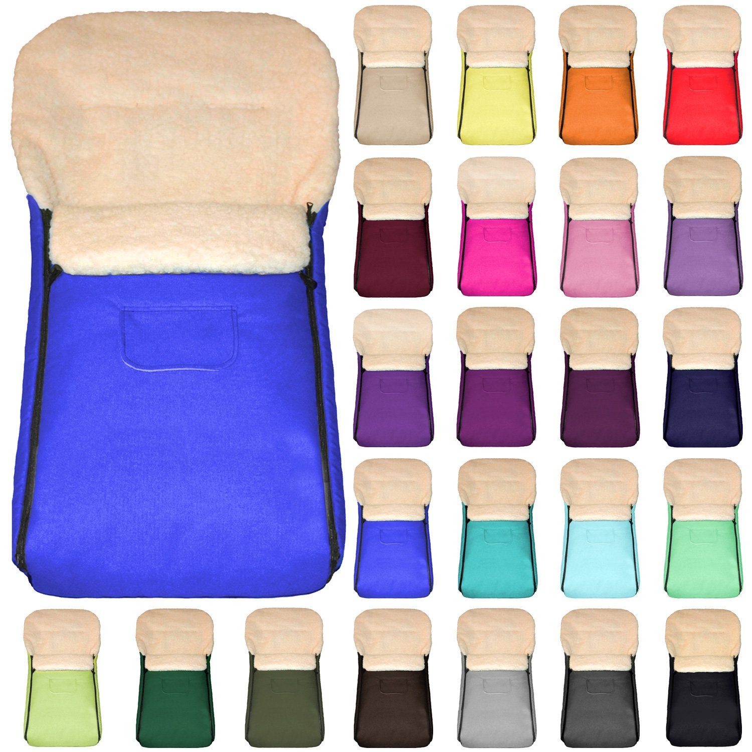 Baby-Joy Fußsack Fußsack KAI XL 105cm Lammwolle Winterfußsack Thermo Babyfußsack 6 Mon, Wetterfest; Thermo-warm und Ultraweich