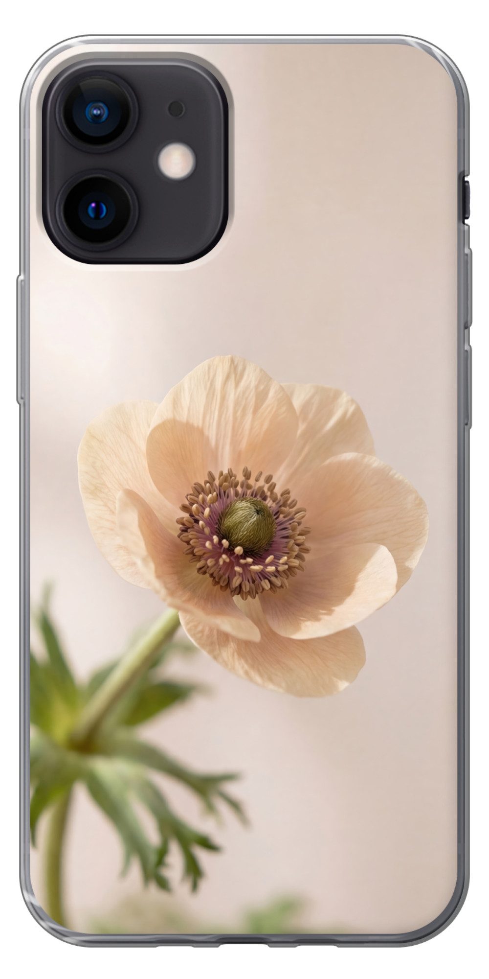 MuchoWow Handyhülle für Apple iPhone 12 Blume - Minimalistisch - Grün, Smartphone-Bumper, Print, Handy Schutzhülle Dünn
