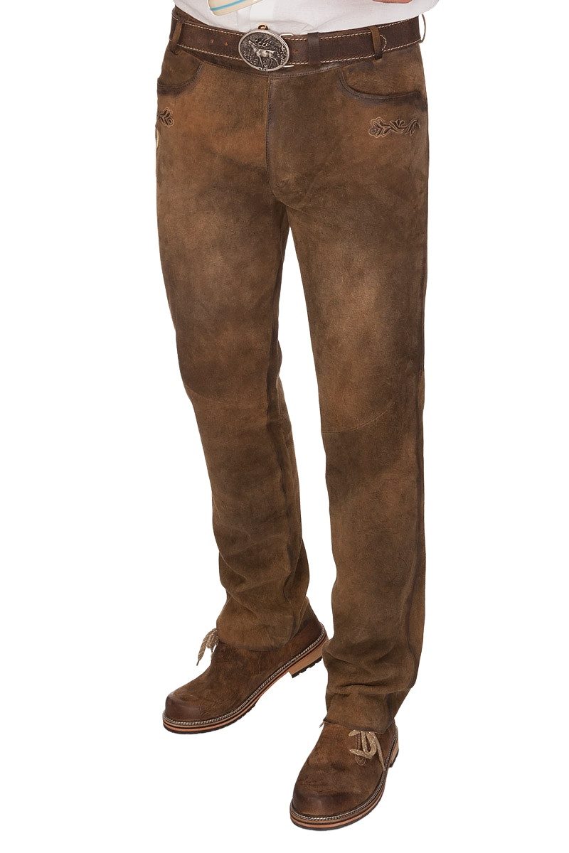 Maddox Trachtenlederhose Lederhose lang - FLORINUS - hellbraun