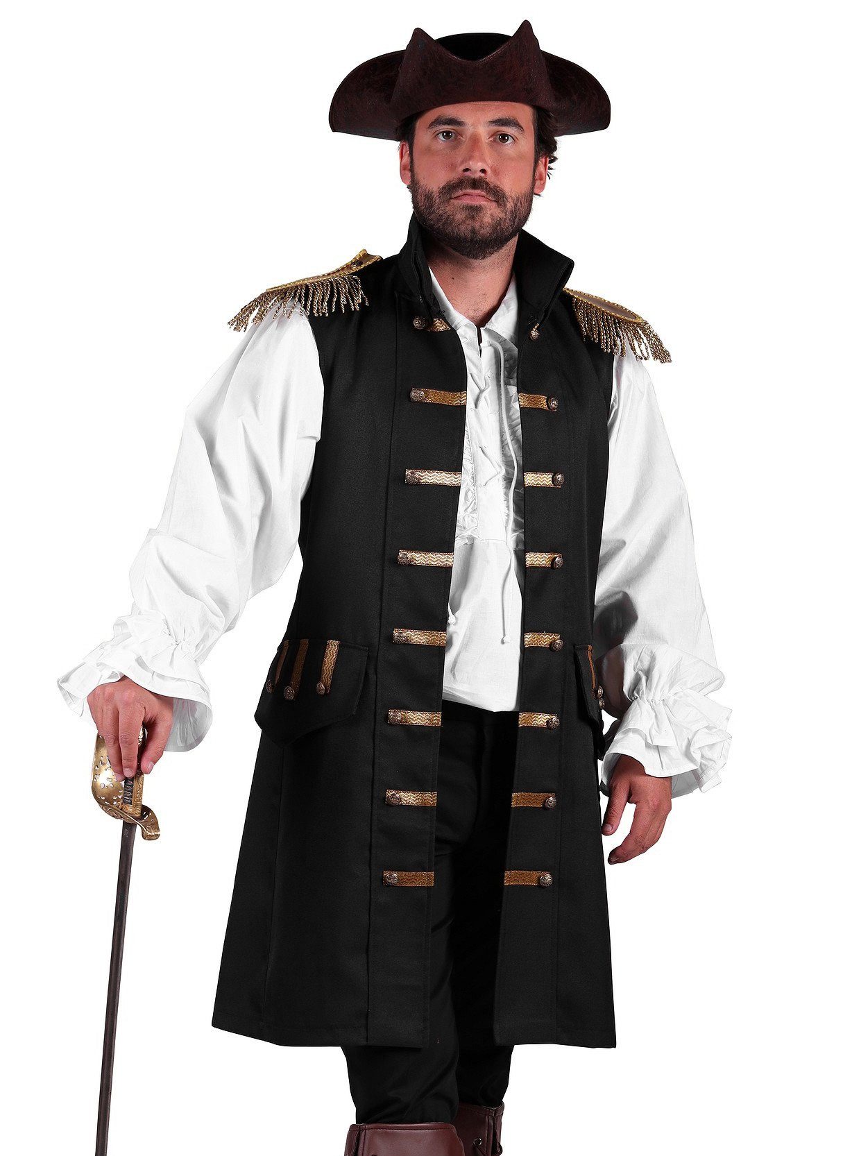 Piraten-Kostüm Piratenweste mit Epauletten für Herren