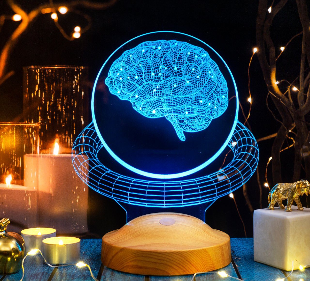 Geschenkelampe LED Nachttischlampe Gehirn 3D Schulpsychologen Geschenk 7 Leuchte für Farben fest für integriert, Gehirnchirurg / Berufseinstieg, Geschenk Neurologe, Arzten 