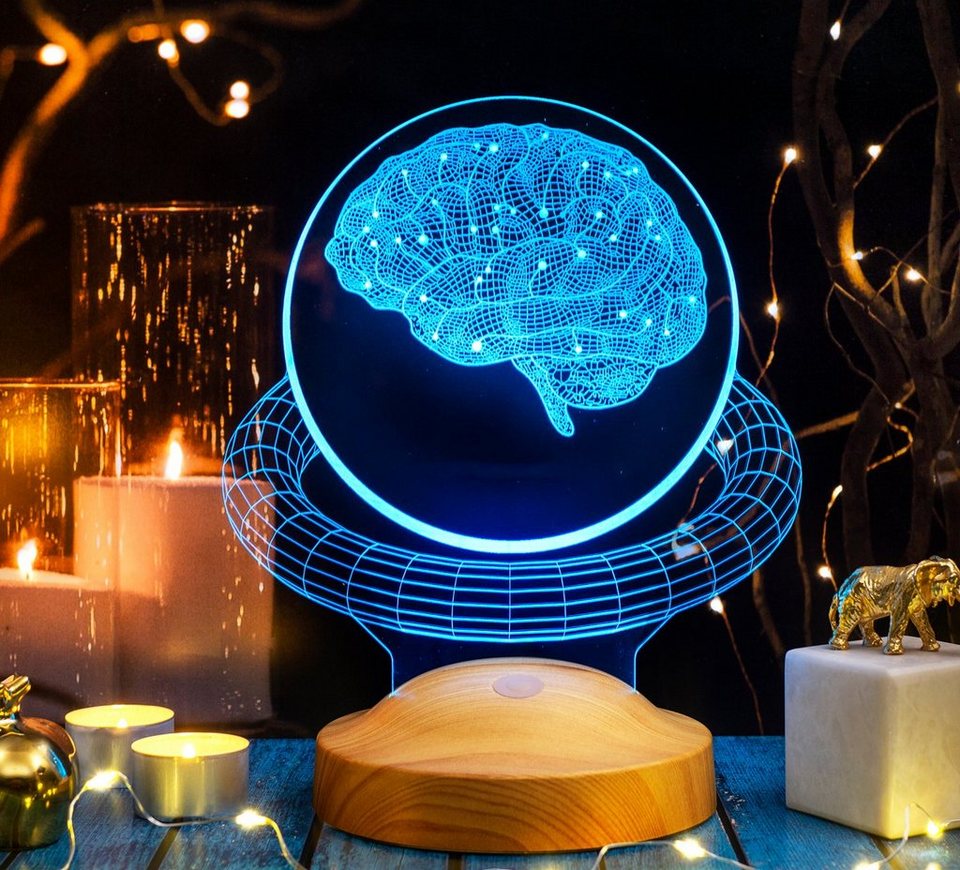 Geschenkelampe LED Nachttischlampe Gehirn 3D Geschenk für Schulpsychologen  / Gehirnchirurg / Neurologe, Leuchte 7 Farben fest integriert, Geschenk für  Berufseinstieg, Arzten