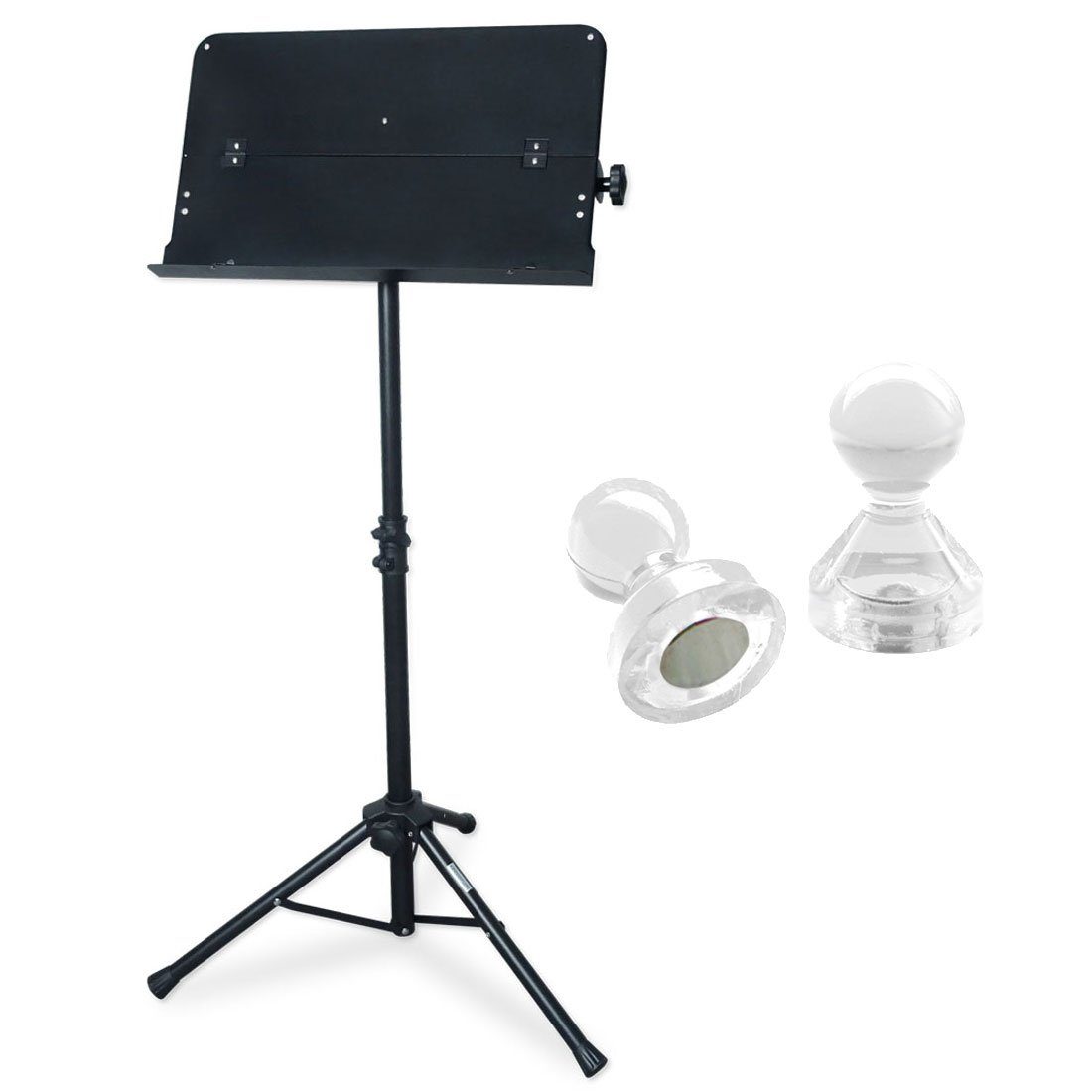 keepdrum Notenpult keepdrum Notenpult MUS021 mit 2 Magnete, (zusammenklappbar, Höhe: 85-134cm), mit 2 Notenblatt-Magneten