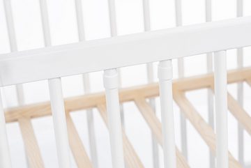 hopsibaby Babybett Weiß EMI 60 × 120 Gitterbett (mit oder ohne) Matratze höhenverstellbar, Made in Europe