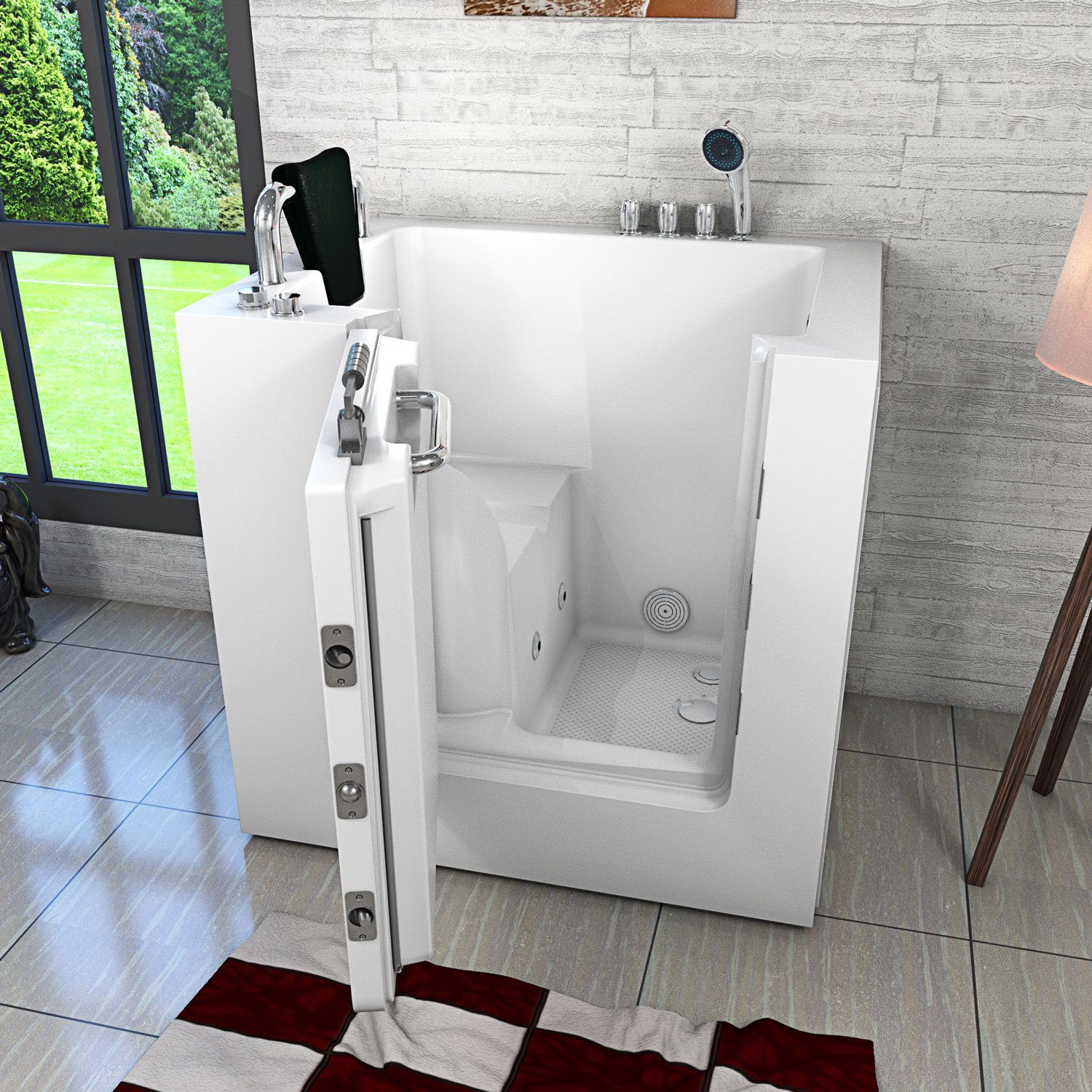 Thumbnail - AcquaVapore Whirlpool-Badewanne Sitzwanne Whirlpool Badewanne mit Tür S02WP-TH-B 100x78cm, (1-tlg)
