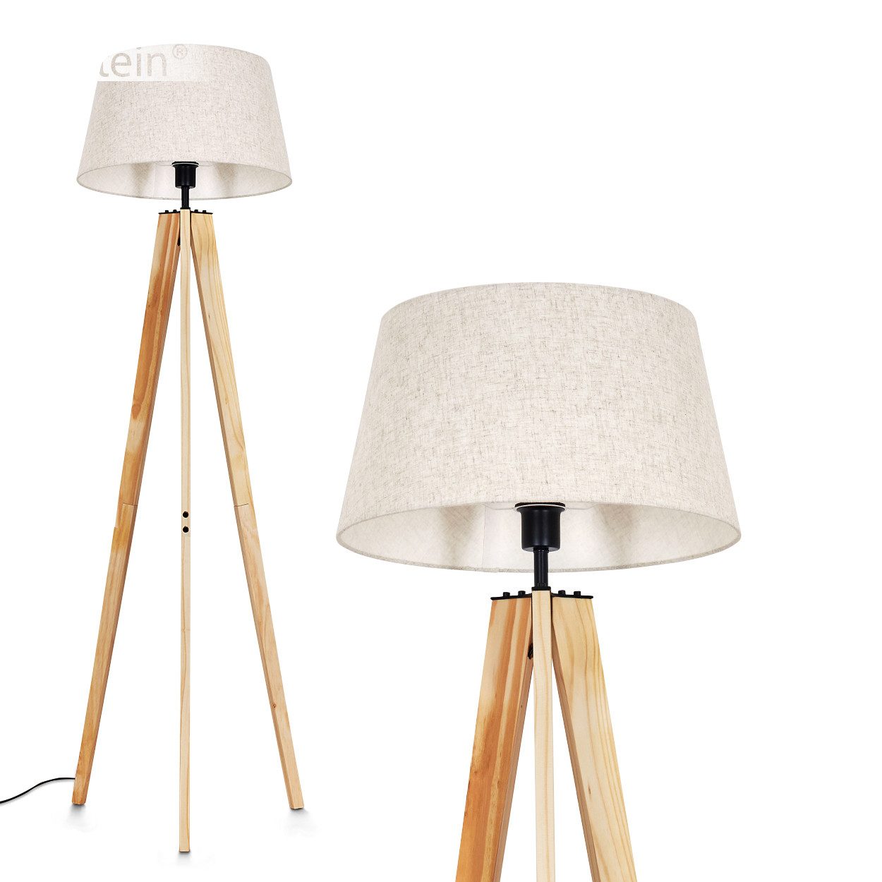Stehlampe Stehlampe aus Holz/Stoff in Naturfarben/Beige