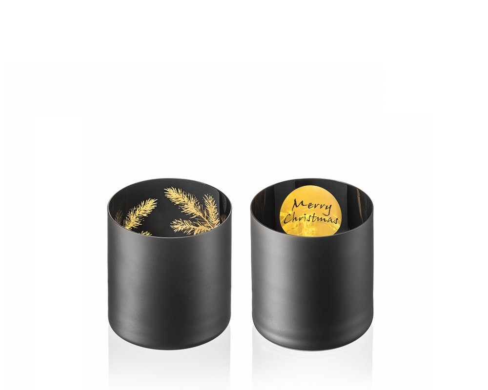 Crystalex Kerzenhalter Weihnachtskerzenhalter Kerzenhalter Silva weiß oder schwarz (Set, 2 St., 2 x Windlichter), Kristallglas, 2er Set, einfarbig mit Gold
