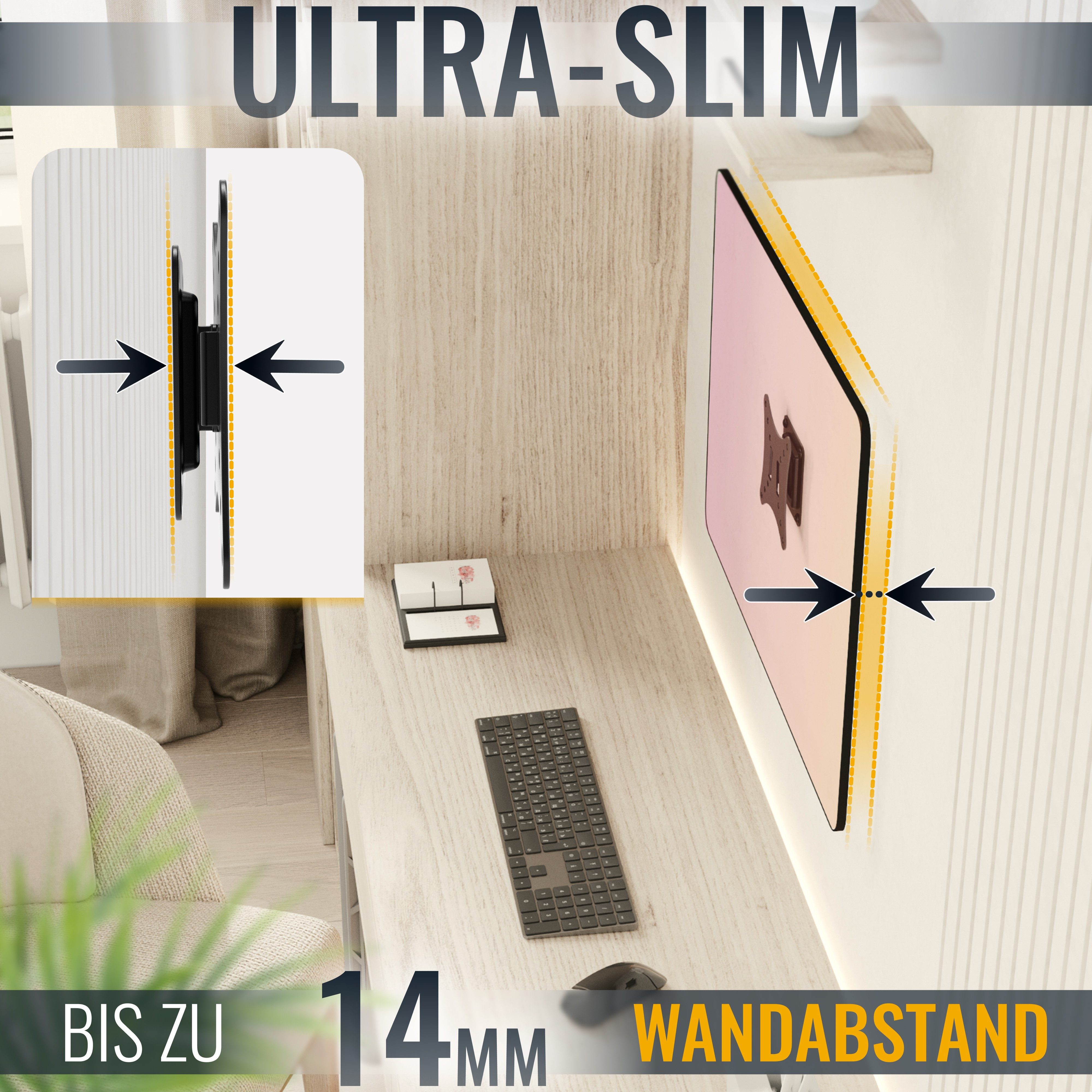 RICOO TV-Wandhalterung TV Monitor Wandhalterung 13"-32" bis 20 Kg flach F0111, (bis 32 Zoll, VESA 50x50 bis 100x100, 1-tlg., 20 Kg Aufnahme, 13" bis 32" (33-81 cm) Bildschirm Diagonale, flach curved Fest Slim Fernseher Monitor Wand Halterung)