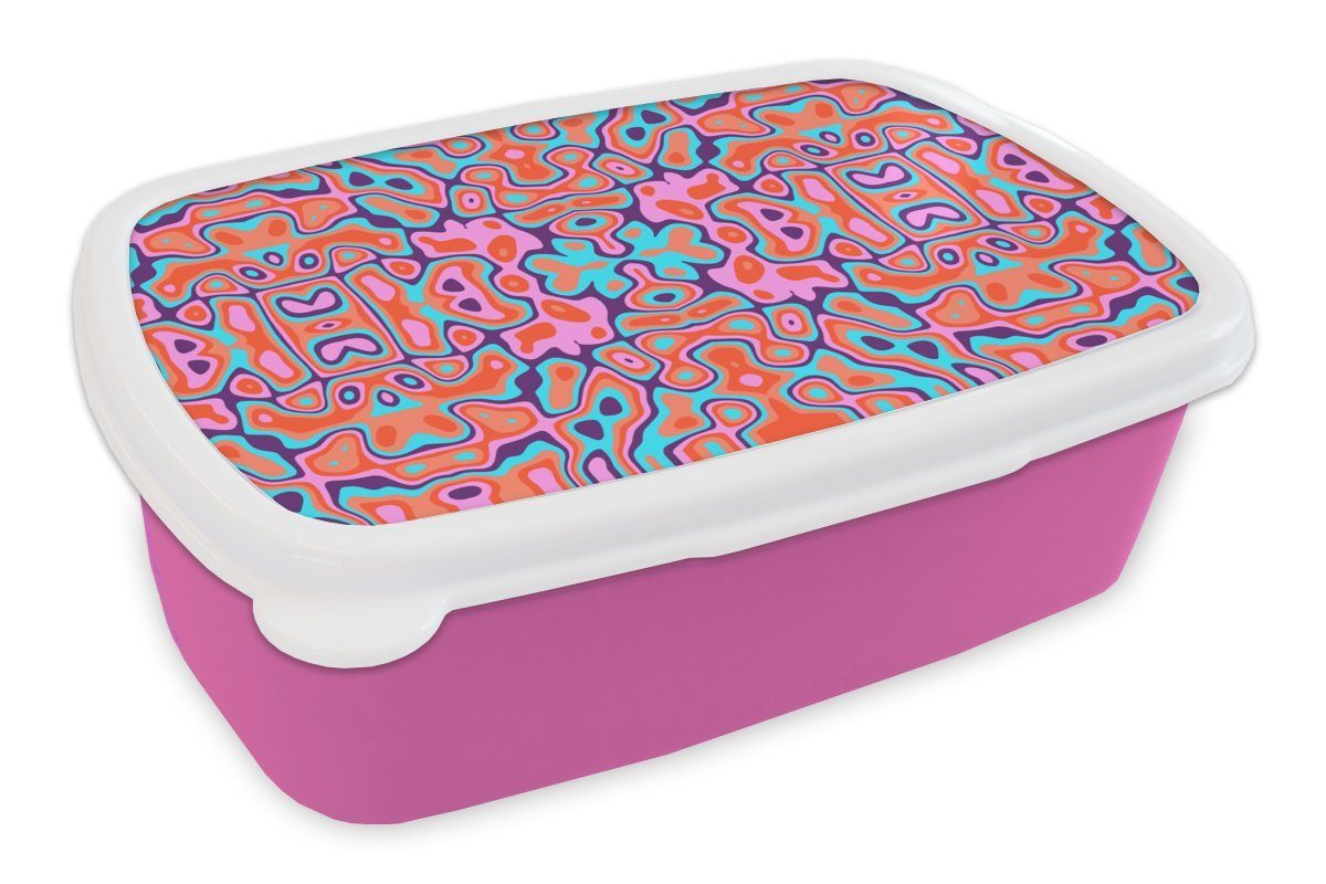 MuchoWow Lunchbox Muster - Lavalamp - Abstrakt, Kunststoff, (2-tlg), Brotbox für Erwachsene, Brotdose Kinder, Snackbox, Mädchen, Kunststoff rosa