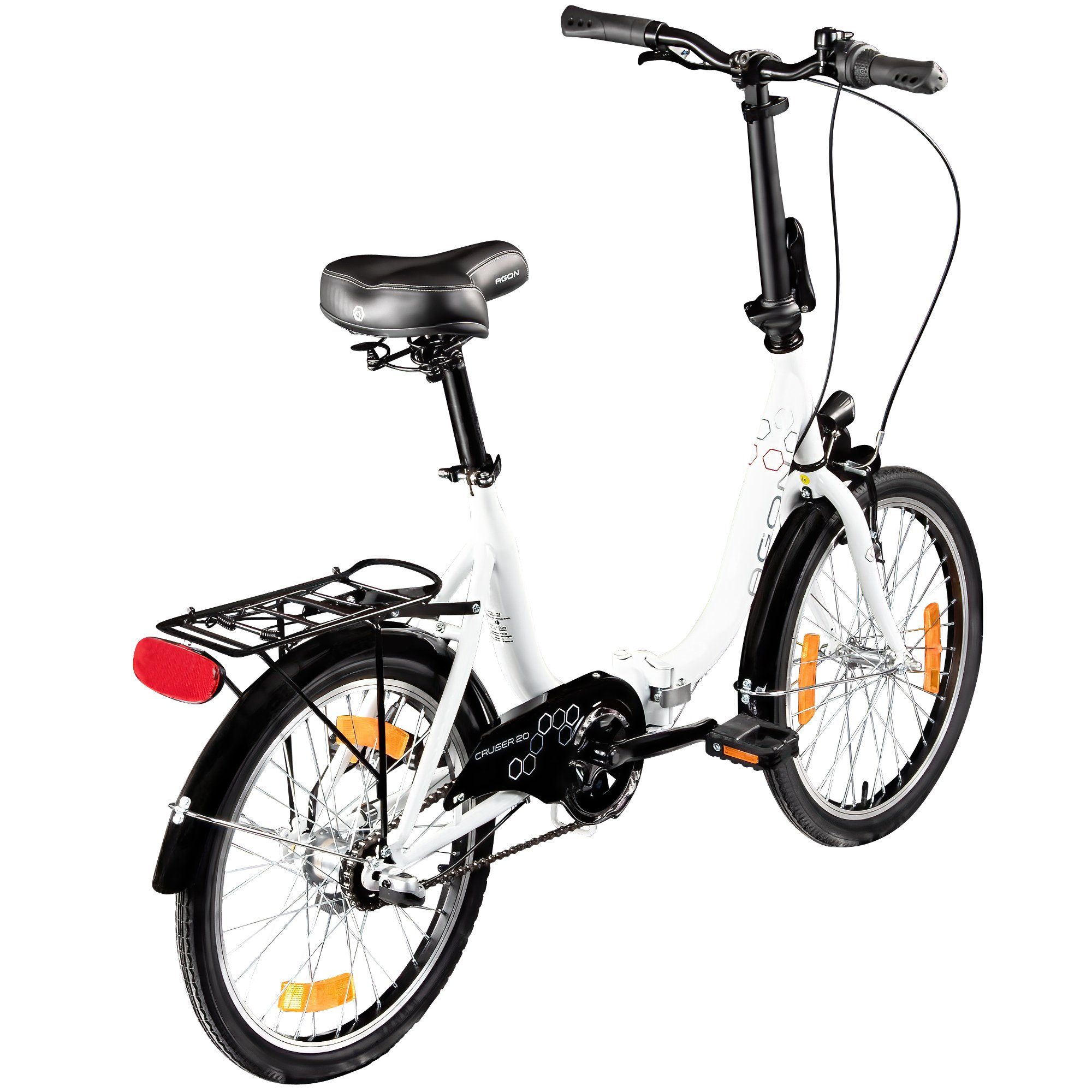 agon® Faltrad Cruiser, 3 Gang, Nabenschaltung, Faltrad Klappfahrrad Gepäckträger Beleuchtung Fahrrad 3-Gang