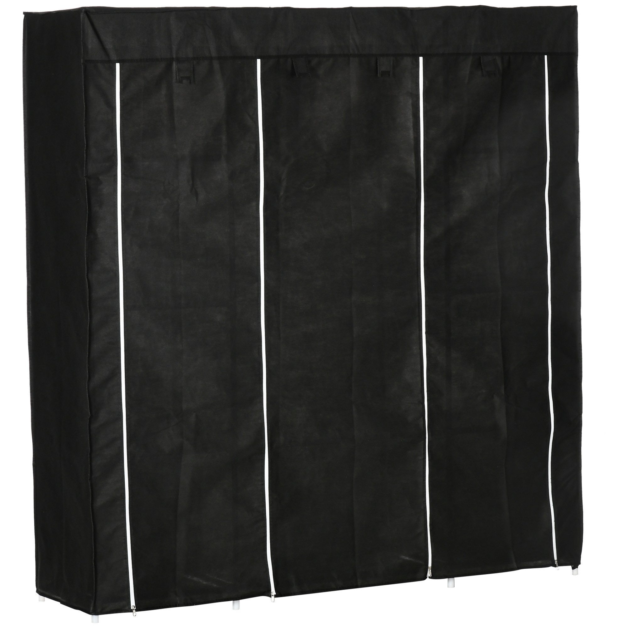 MC Star Stoffschrank mit Reißverschluss, 1 Kleiderstange, 10 Einlegeböden, 150x43x162,5cm (Vliesstoff, platzsparend & robust)