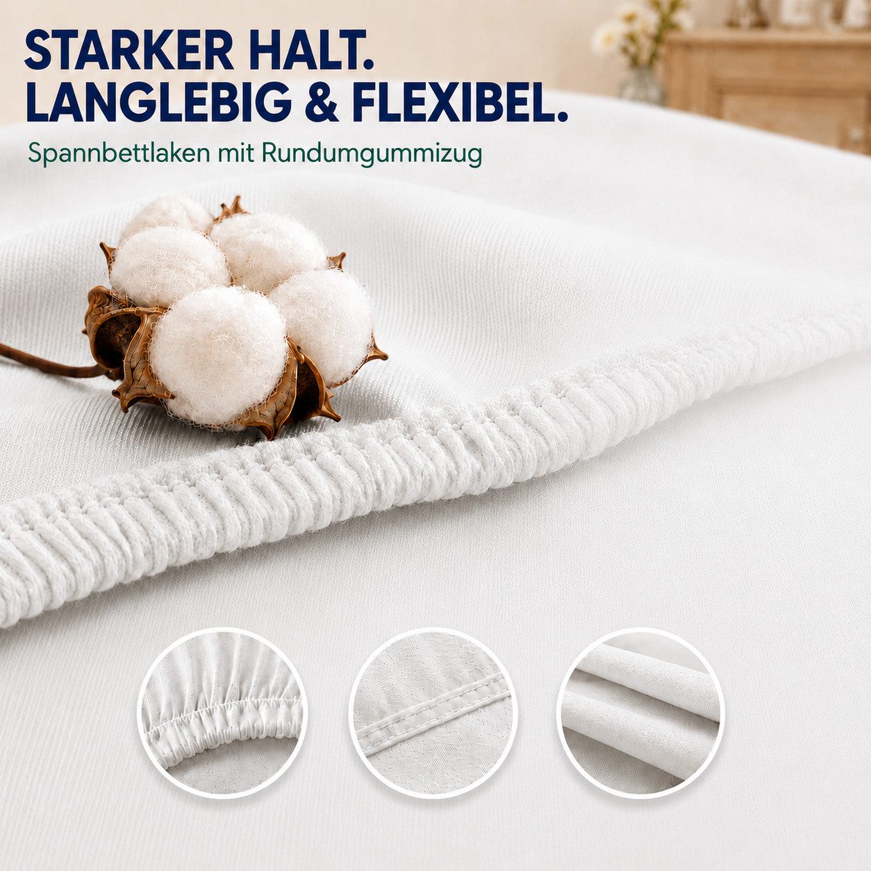 Komfortec Spannbettlaken Premium Jersey Bettlaken 90x200, 140x200, 160x200, 180x200, 200x200 cm, 100% Baumwolle (135g/m), Gummizug: Rundum, (1 Stück), OEKO-TEX® – Bild 3 von 5