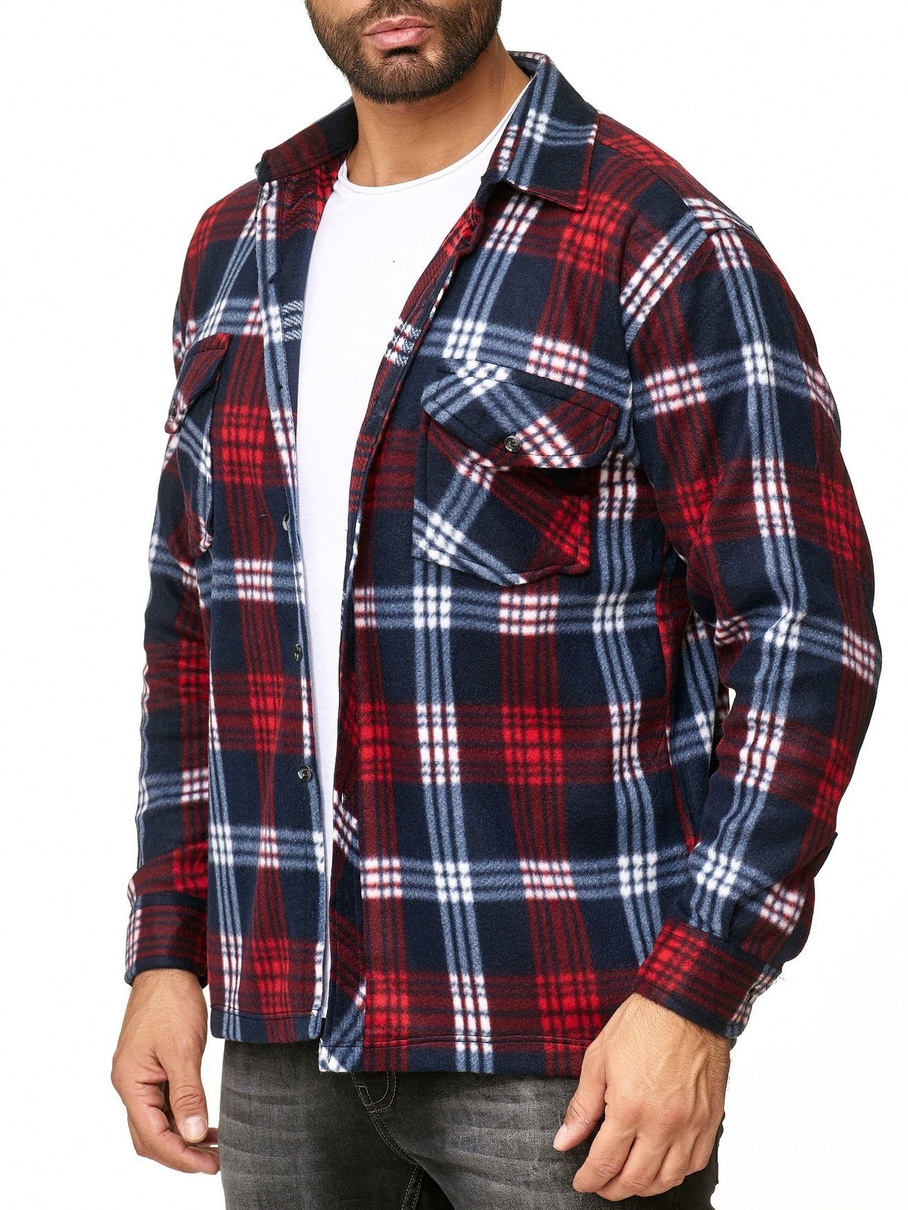 Egomaxx Langarmhemd Fleece Holzfäller Kariert Arbeiterjacke günstig online kaufen