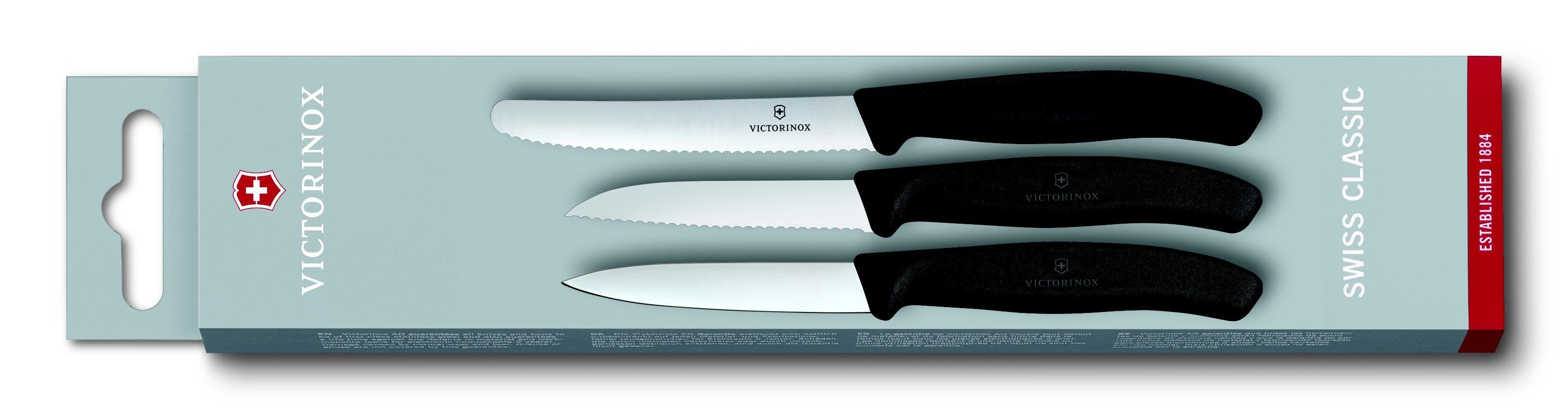 Victorinox Taschenmesser Gemüsemesser-Set SwissClassic, 3-tlg., schwarz | Spickmesser