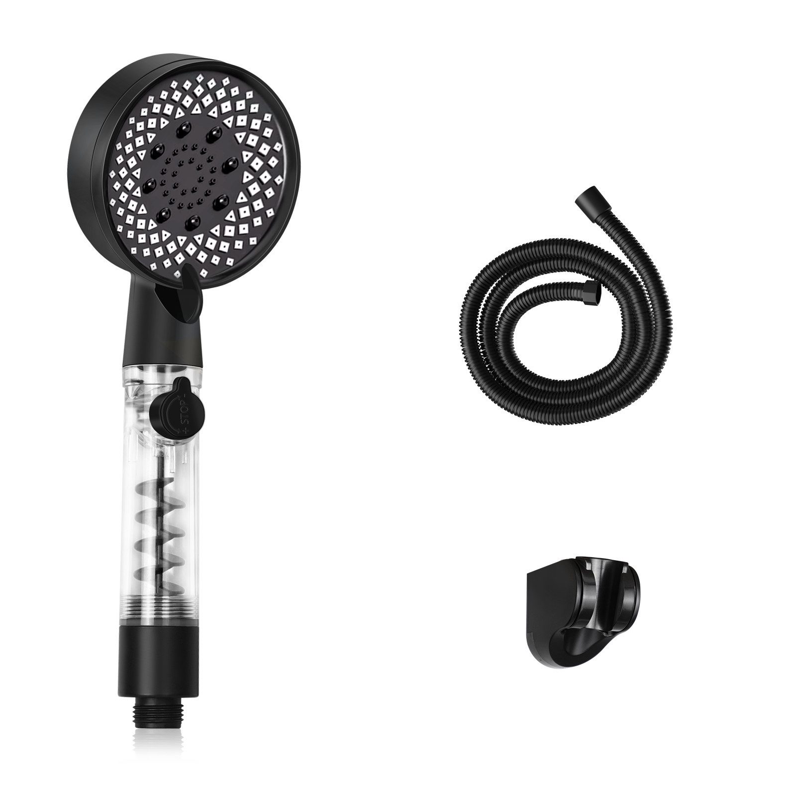 Nettlife Handbrause Schwarz/Nickel Runde Handheld Shower günstig online kaufen