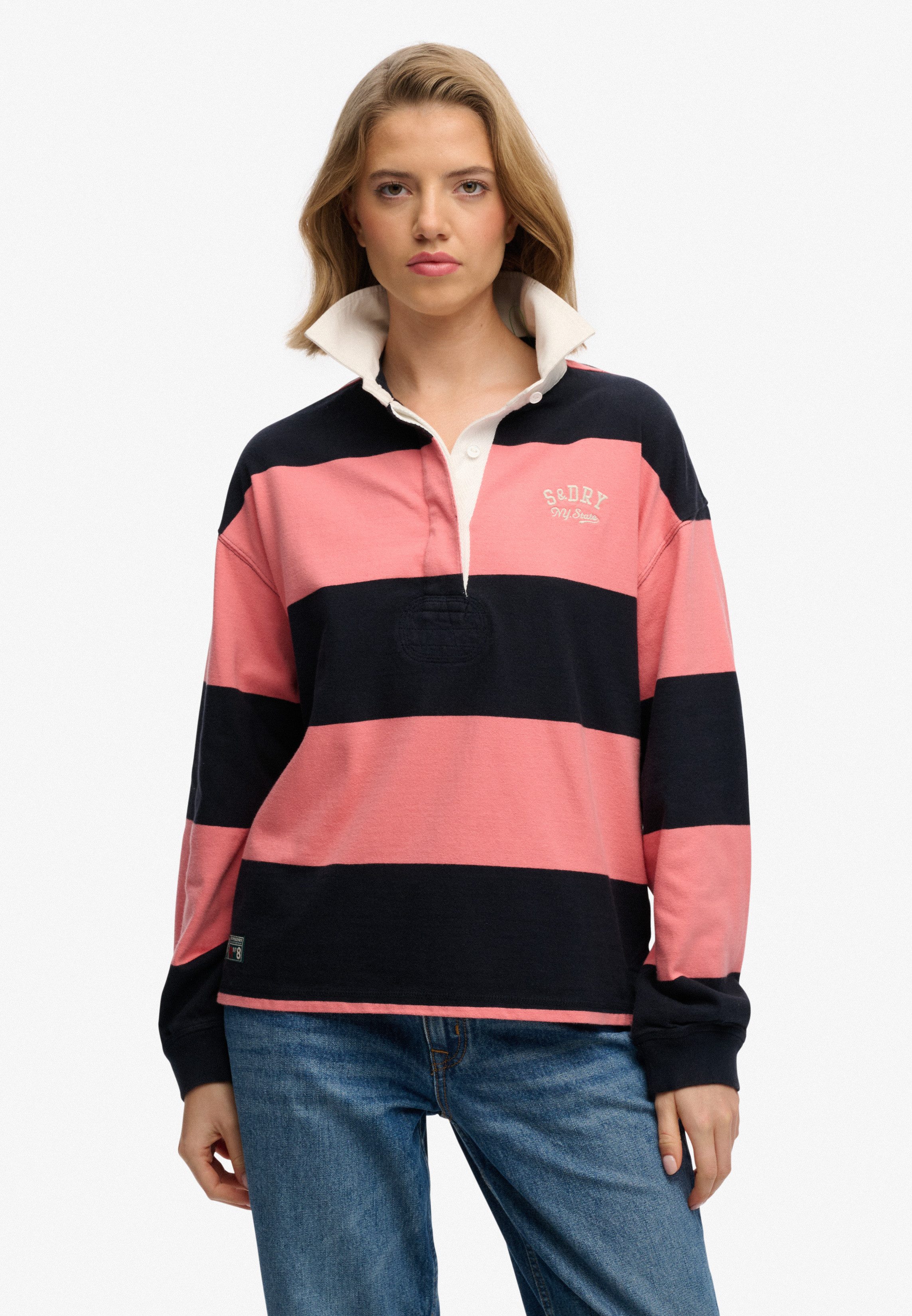 Superdry Langarm-Poloshirt HERITAGE STRIPE RUGBY TOP günstig online kaufen