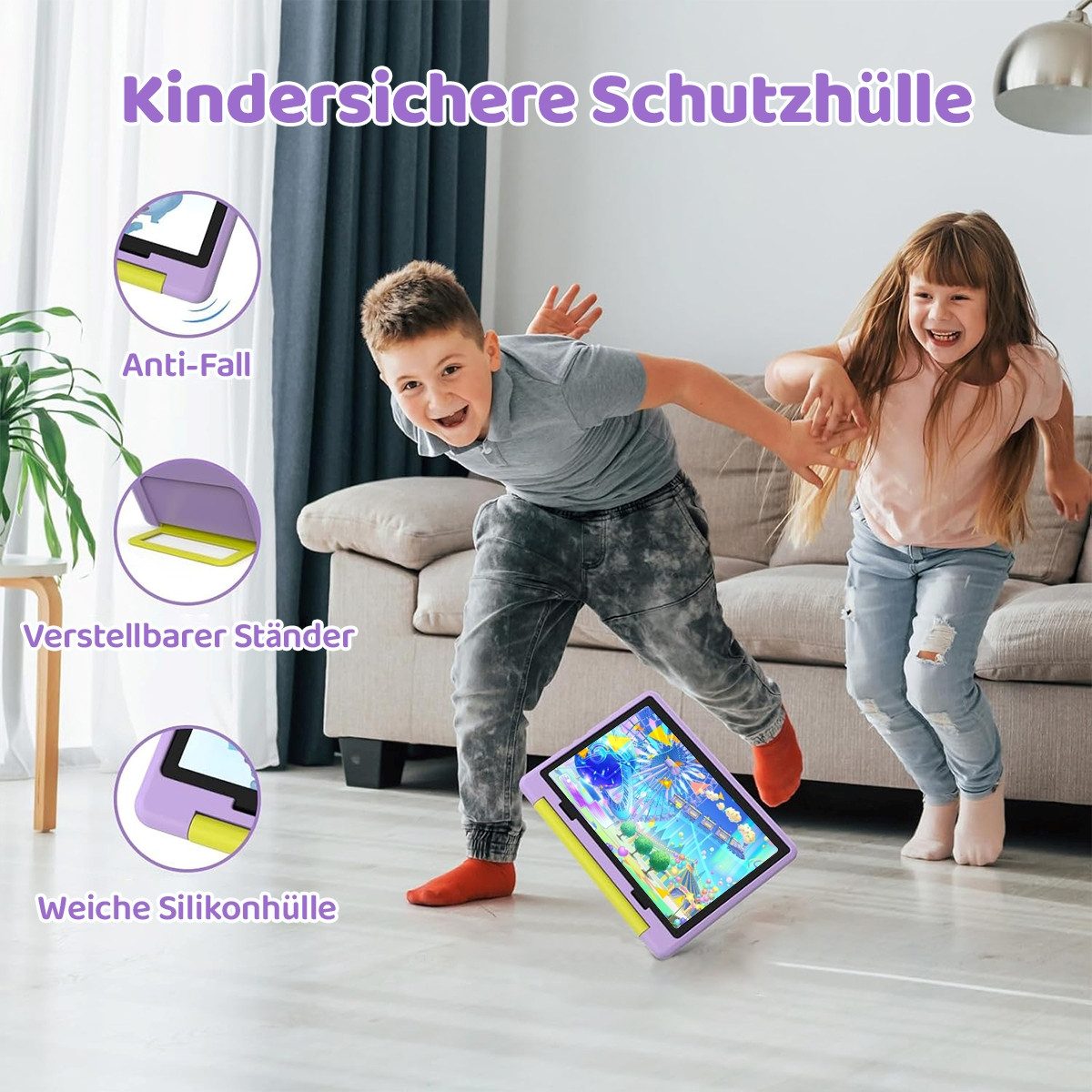 BUFO 10'' Android 64GB 1280x800 HD IPS WiFi 6 Lern Kinder Tablet (10", 64 GB, Android 16, 5G WiFi, Kids Bumper Blau, Elterliche Kontrolle, Anti-Blaulicht) – Bild 5 von 5