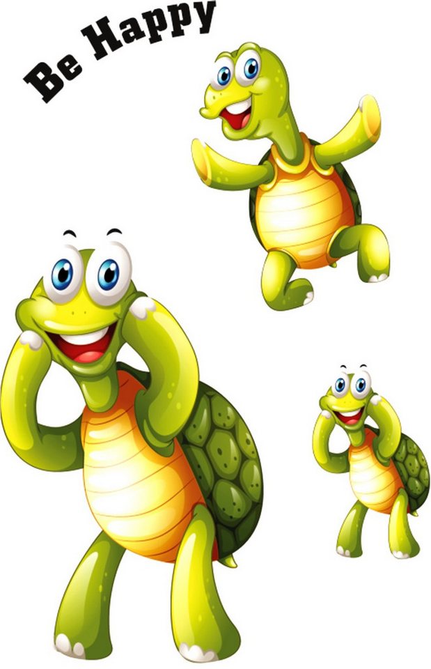 Hermann Schütz Aufkleber Aufkleber Schildkröten Be Happy 3 Stück