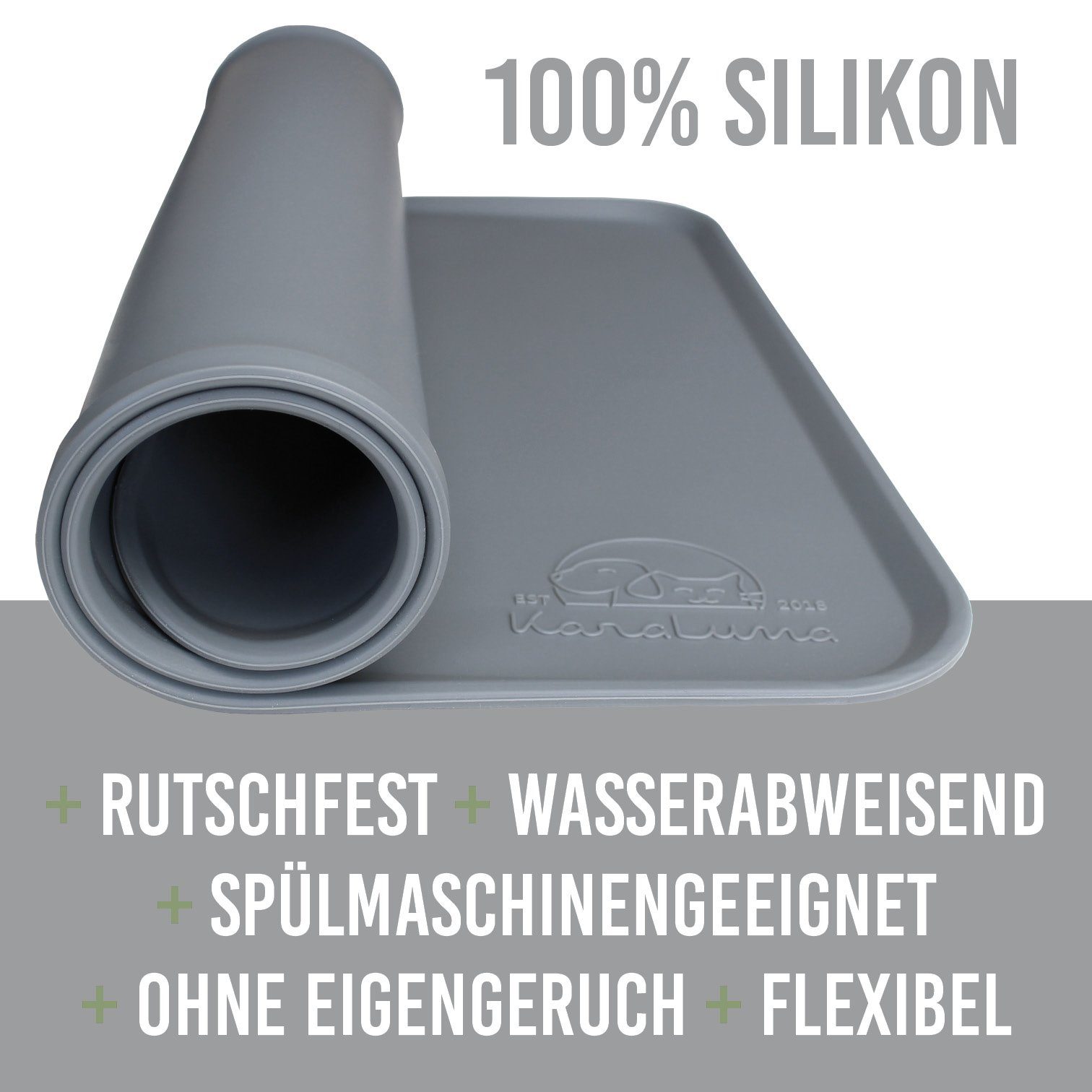 KaraLuna Futternapf Napfunterlage aus Silikon I Futtermatte Hundenapf Katzennapf, Spülmaschinengeeignet