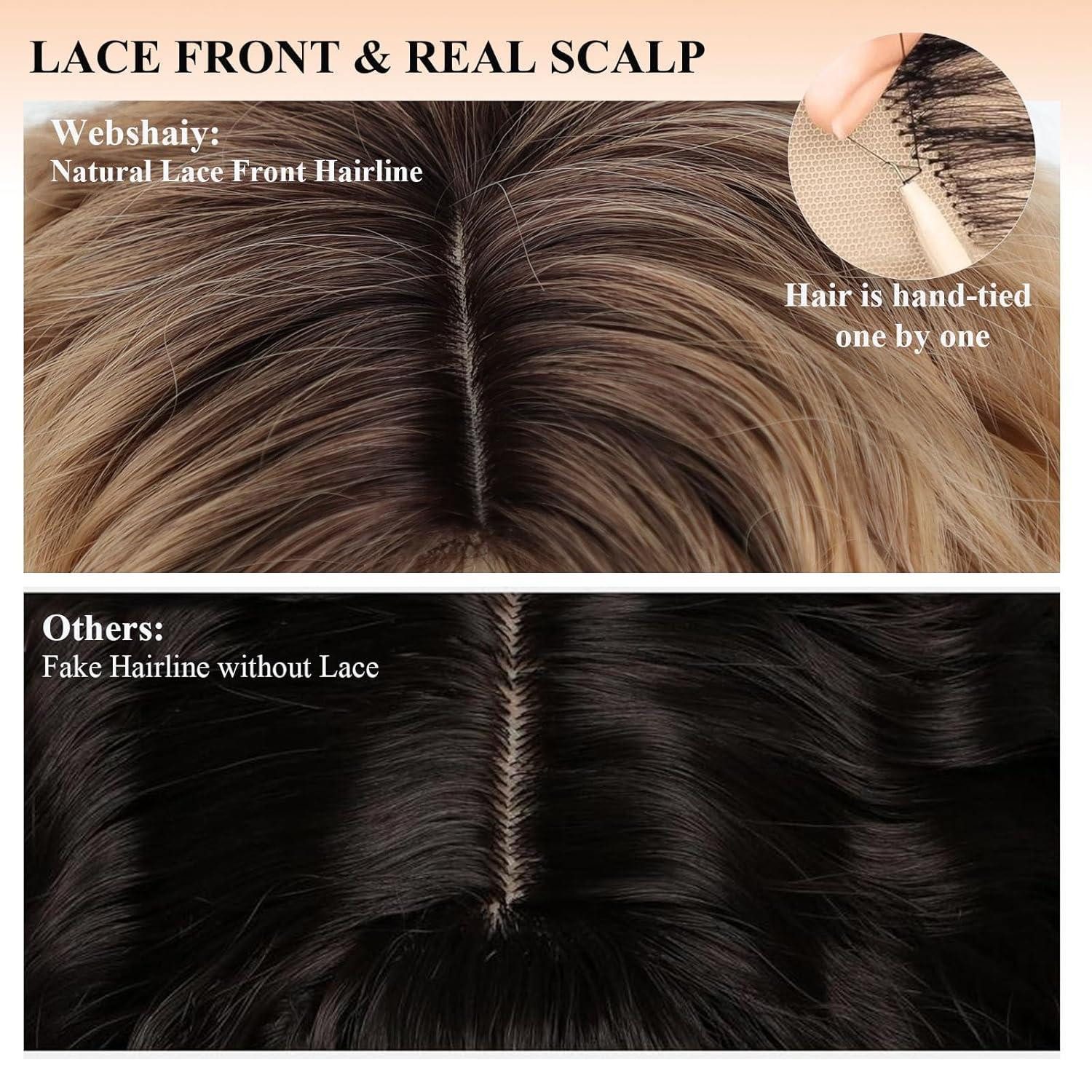 LuxusKollektion Kunsthaarperücke Perücke Pre Cut Lace Damen Bob Pony Kurz Ombre Platinum Blonde