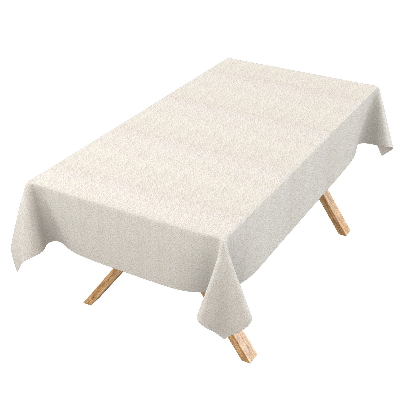 ANRO Tischdecke abwaschbar Barcelona Stoff Hochwertig Blätter Natur Boho (Einzelstück 1-tlg), Stoff schmutzabweisend 90x130cm Blätter Beige