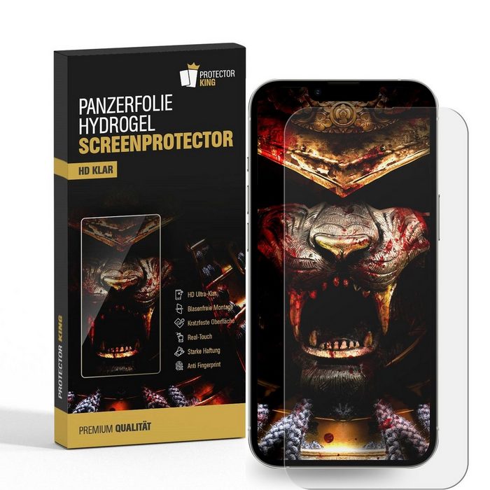 Protectorking Schutzfolie 2x Panzerfolie für iPhone 14 Pro Max HYDROGEL (2-Stück 1-Set) FULL COVER HYDROGEL Panzerfolie