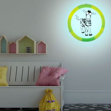etc-shop Dekolicht, Leuchtmittel inklusive, Warmweiß, Farbwechsel, Wand Leuchte Kinder Spiel Zimmer Zebra Motiv Glas Lampe