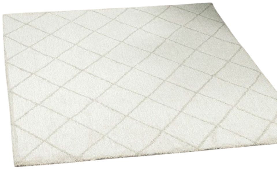 Peyer Syntex Designteppich Teppich modern Design, ivory, Rechteckig, Höhe: 10 mm, kariert modern gewebt Rauten Design pflegeleicht