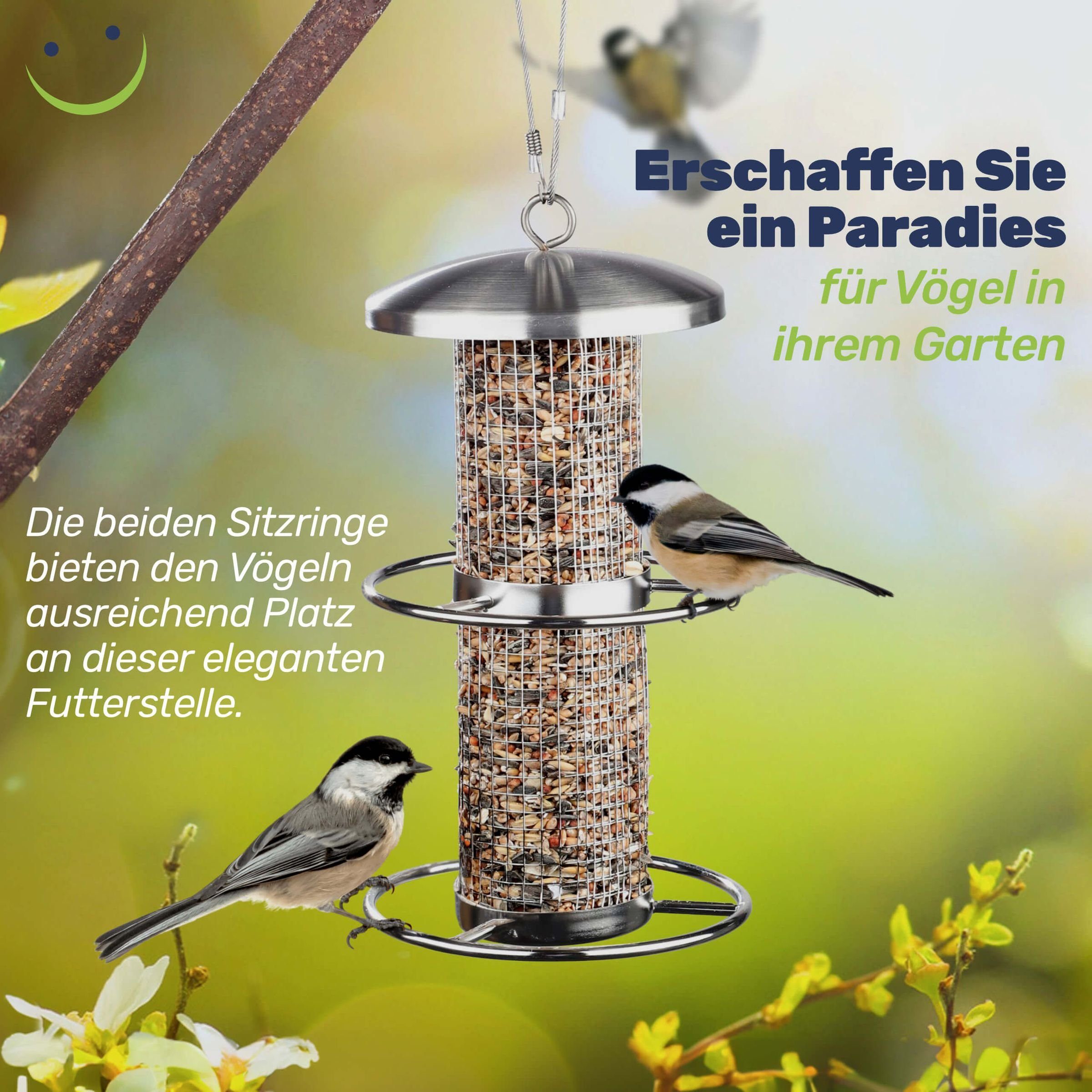 Thumbnail - Gravidus Futterspender Edelstahl Vogelfutterstation wetterbeständig Vogel Futterstation