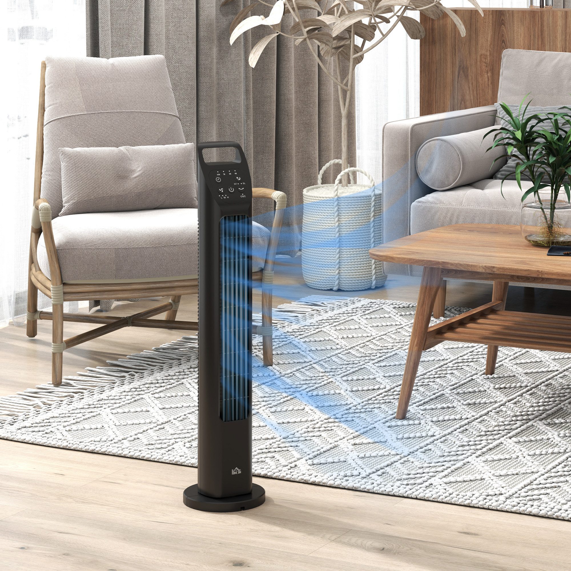 HOMCOM Turmventilator stehender Kühlventilator mit Fernbedienung, günstig online kaufen