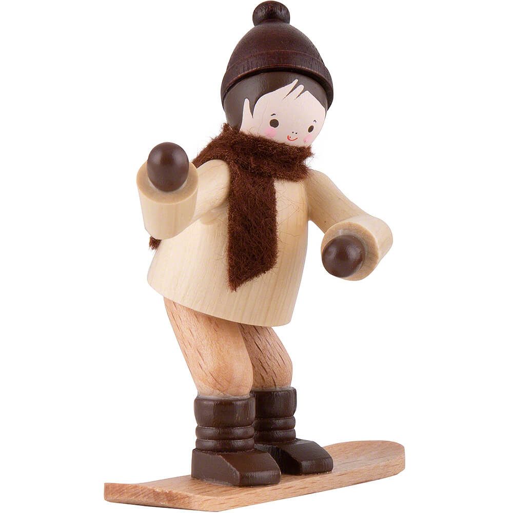 Volkskunstwerkstatt Romy Thiel Dekofigur Thiel-Figur Winterkind mit Snowboard - natur (6,5cm) von Romy Thiel