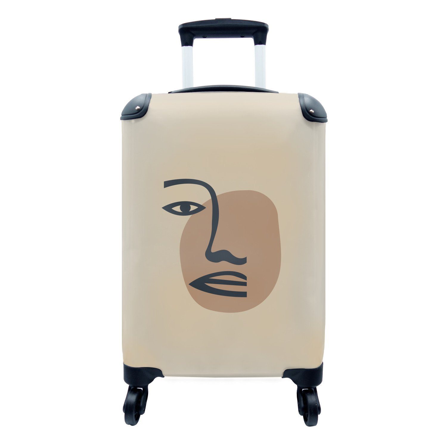 Farbe Handgepäck Trolley, - Reisetasche Pastell mit Ferien, rollen, für MuchoWow Gesicht, - Rollen, Handgepäckkoffer 4 Reisekoffer