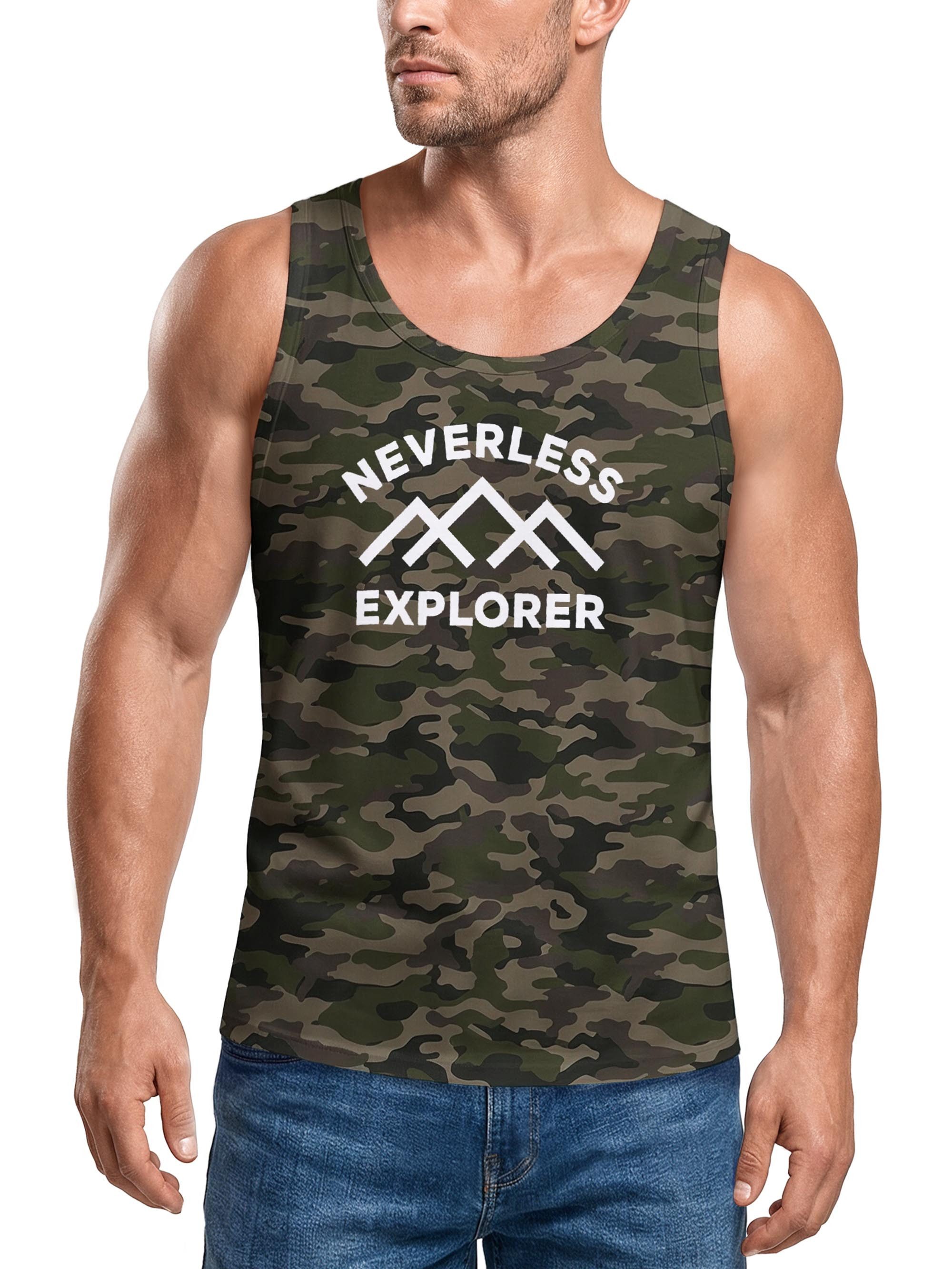 Neverless Tanktop Tanktop Herren mit Grafik-Print - Design Bergkette - Trägershirt mit Print