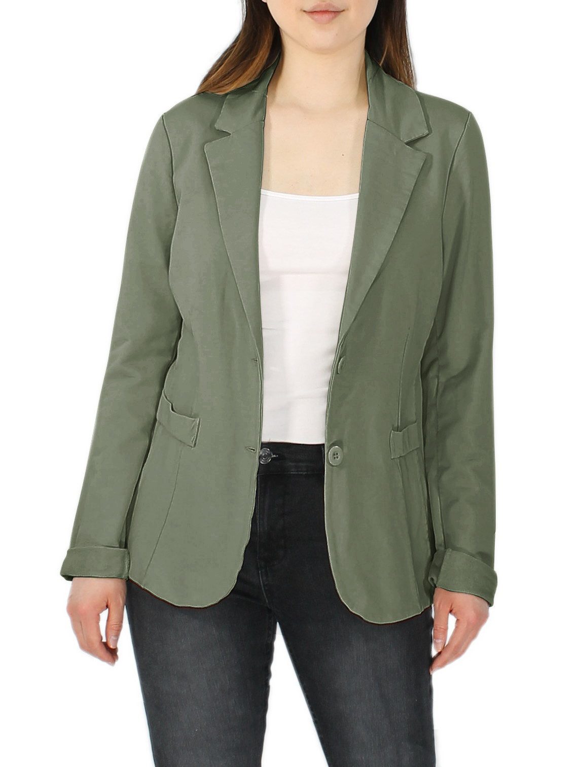 Jerseyblazer Taillierter Damen Blazer – Elegante Übergangsjacke in Unifarben