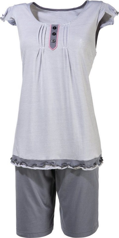 Erwin Müller Pyjama Damen-Shorty Single-Jersey Streifen, Material: 50%  Baumwolle , 50% Modal