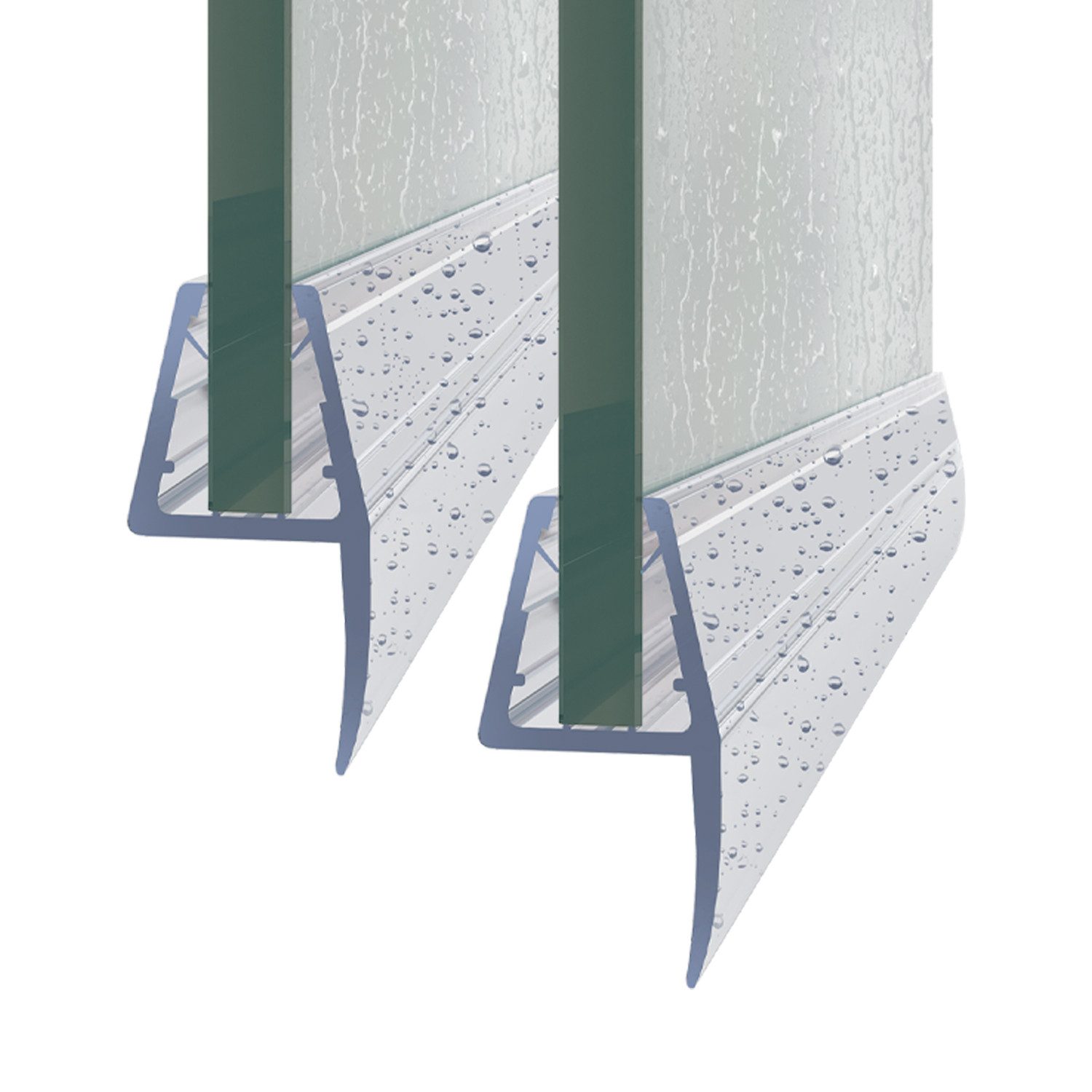 Boromal Duschdichtung Ersatzdichtung Wasserabweiser PVC 100cm für 4-6mm Glas Duschtür, L: 100 cm, (Wasserabweiser Schwallschutz, 2-St., für Glastür Duschwand Duschkabine), frei zu schneiden