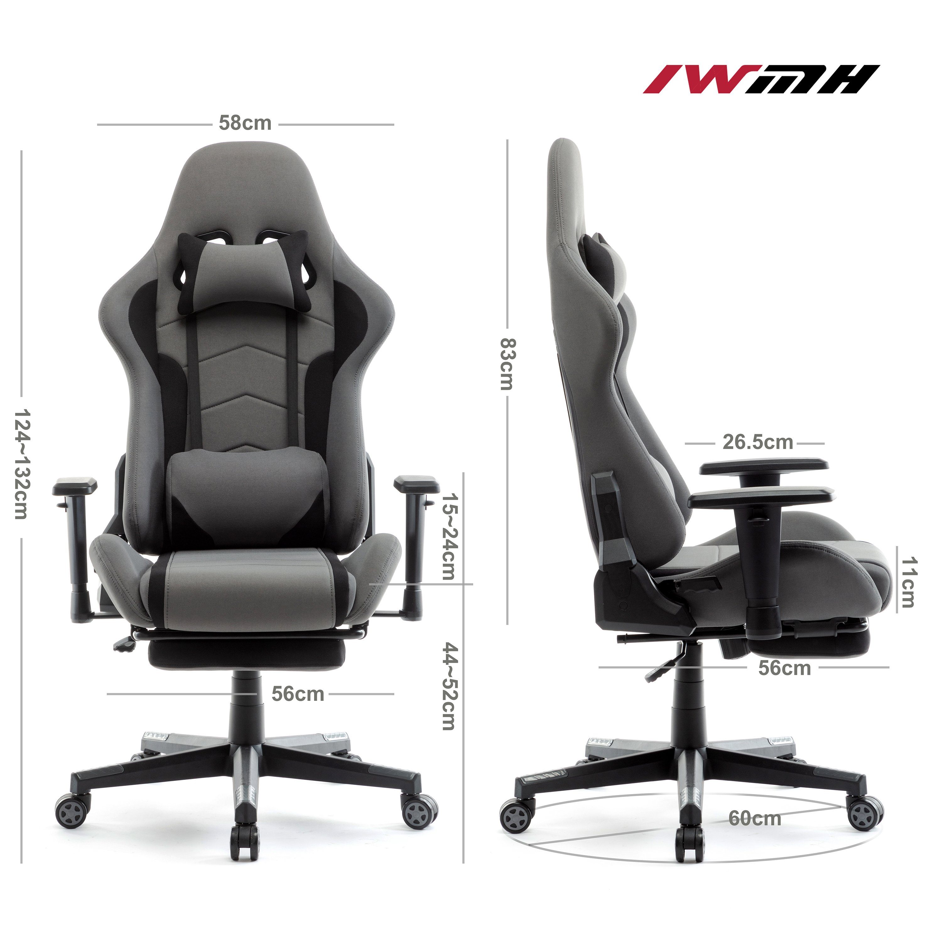 Intimate WM Heart Ergonomischer Rückenlehne Gaming-Stuhl Bürostuhl, und Fußstütze Hoher Computerstuhl, mit Einziehbarer