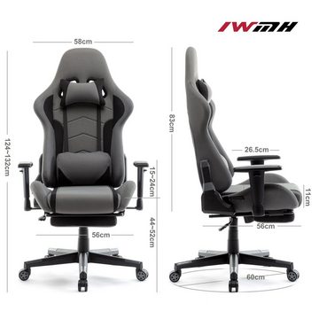 Intimate WM Heart Gaming-Stuhl Computerstuhl, Ergonomischer Bürostuhl, mit Einziehbarer Fußstütze und Hoher Rückenlehne