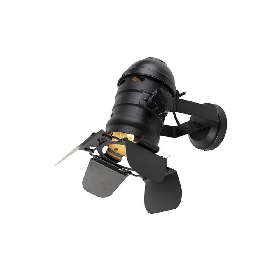 Qazqa LED Aufbaustrahler Movie, ohne Leuchtmittel, Warmweiß, QAZQA Aufbau­spot, e27, Schwarz, Stahl, Industrie