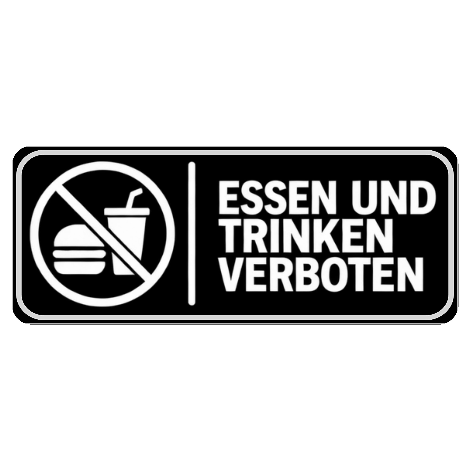 Nomiro Hinweisschild NOMIRO Hinweisschild Türschild Essen und Trinken verboten 15x6 cm - Ku, (1 St), selbstklebend, lasergraviert