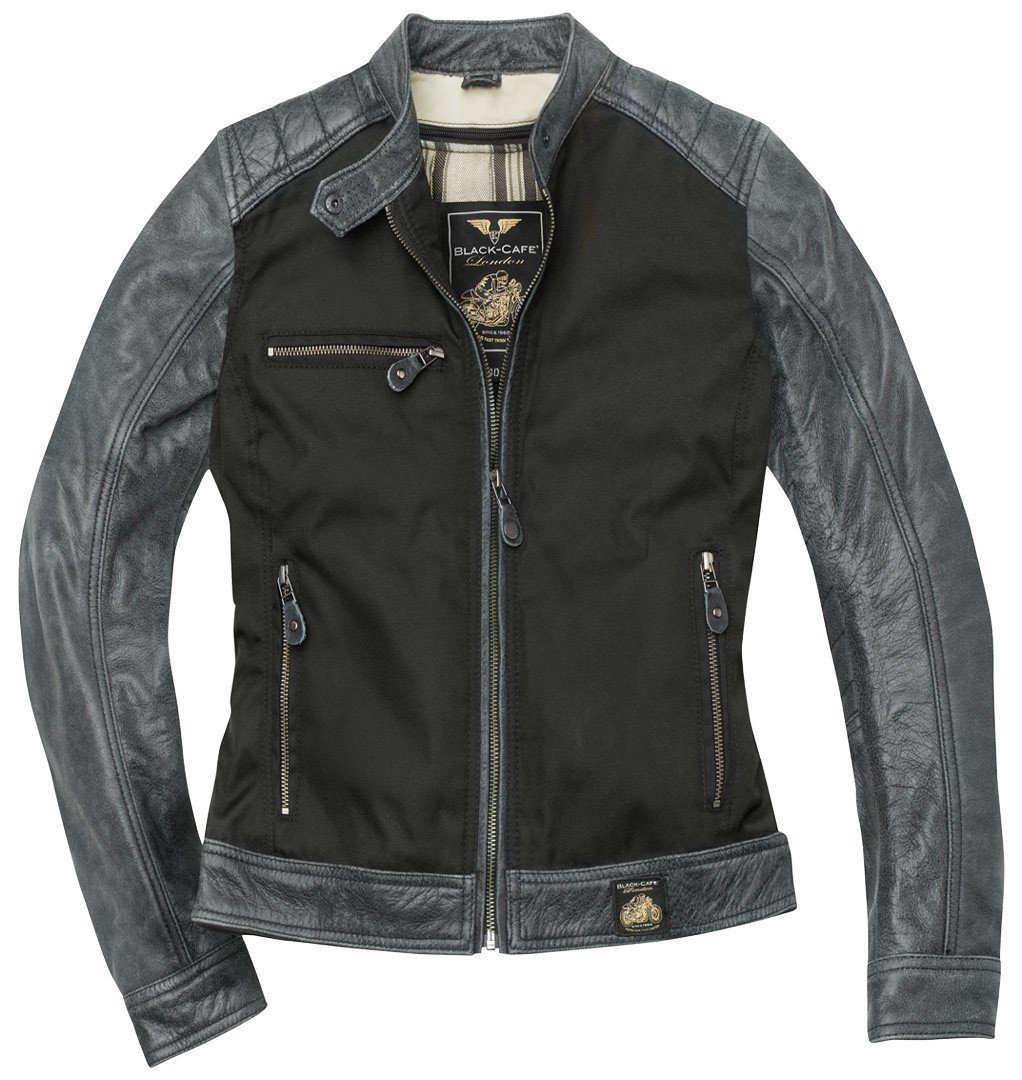 Black-Cafe London Motorradjacke Johannesburg Damen Motorrad Leder- / Textil Jacke herausnehmbares Innenfutter
