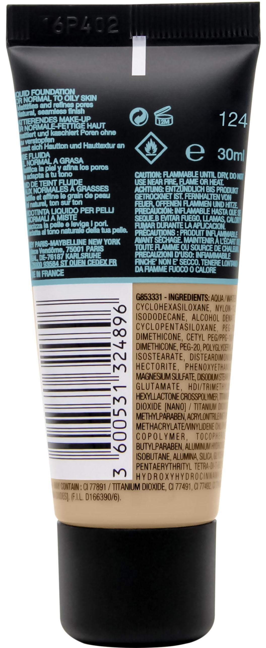 MAYBELLINE NEW YORK Foundation FIT ME! MATTE + PORELESS MAKE-UP, für einen natürlich mattierten Teint, leichte bis mittlere Deckkraft