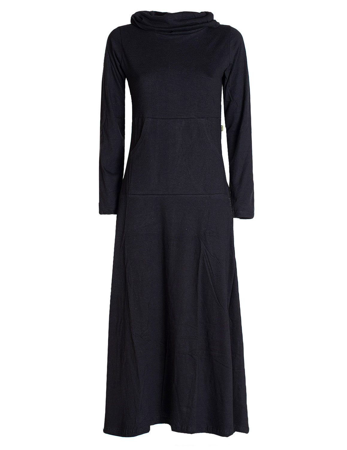 Vishes Maxikleid Damen Maxi-Kleid Baumwolle Casual Rollkragen mit Tasche Alternative Bekleidung, Ethno, Hippie, Retro Style