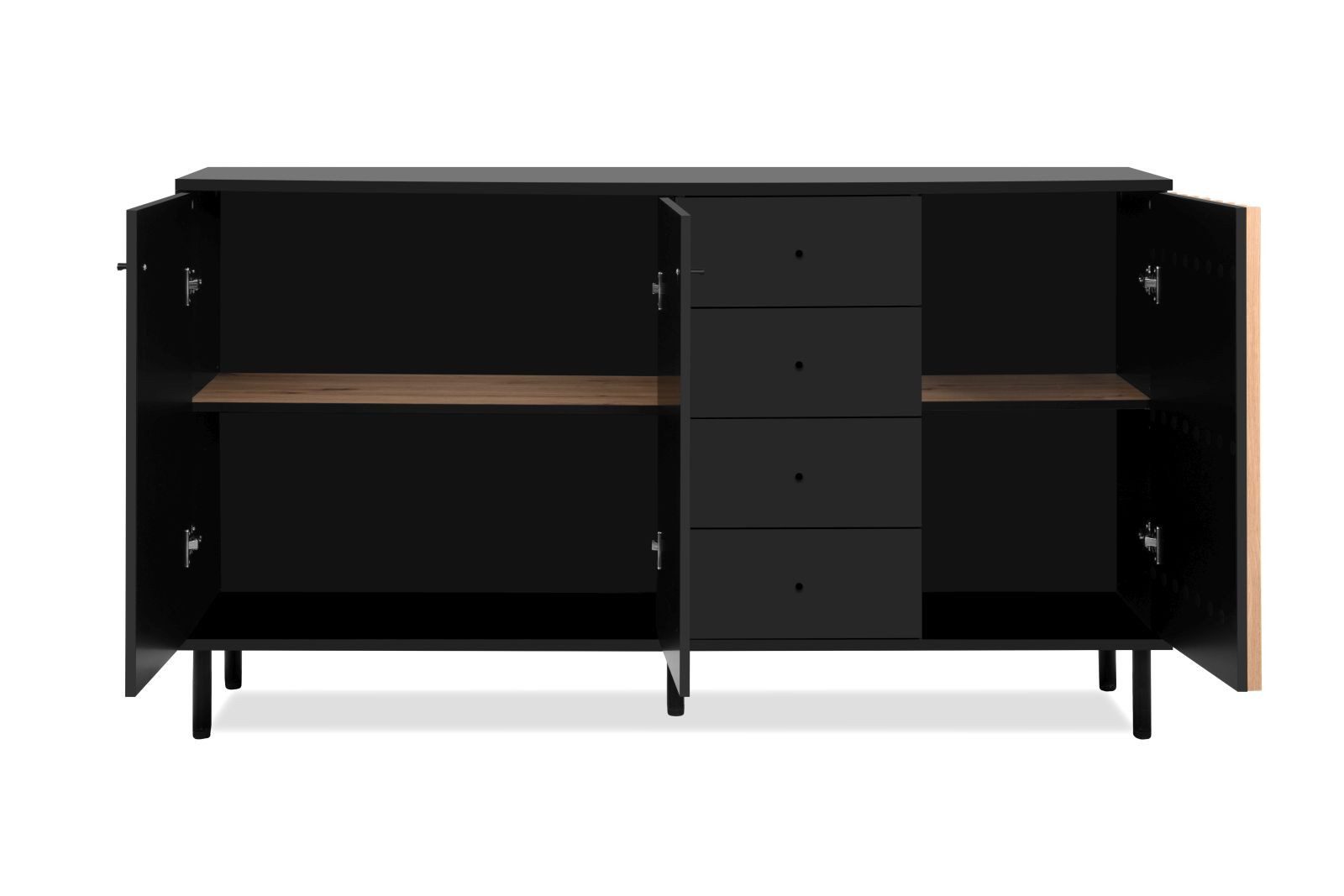 möbelvita Sideboard Sideboard Milan 51C schwarz / Dekor Artisan Oak